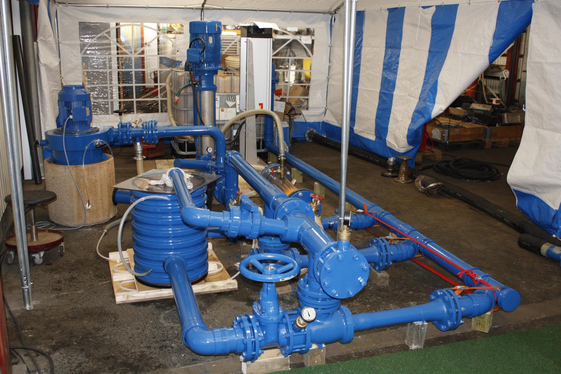 micro power plant with blue pipes