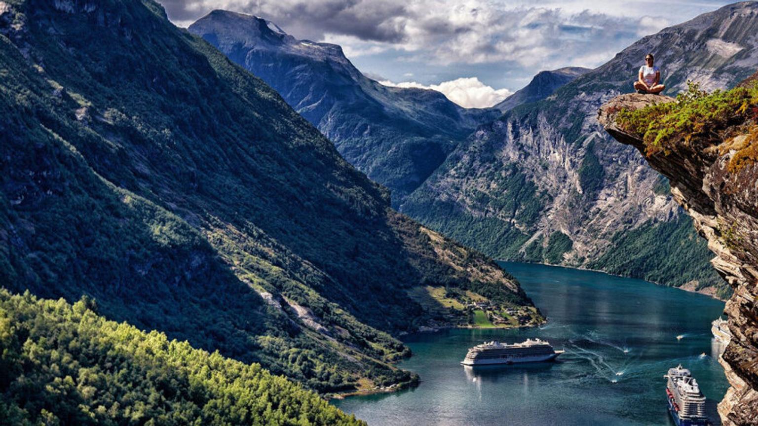 Cruise-ship in a Norwegian fjord 