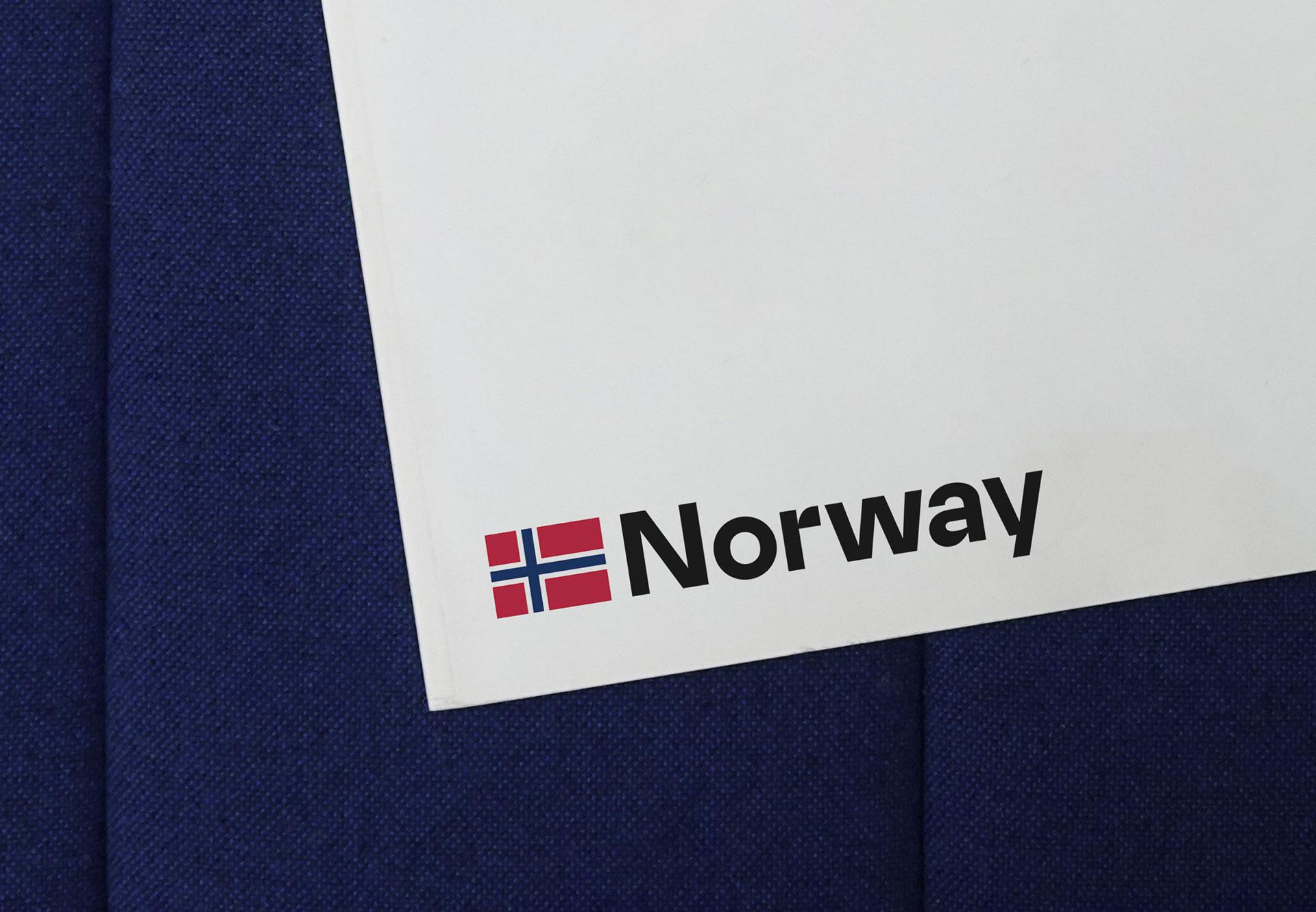 the National Norway logo on a paper with a blue background