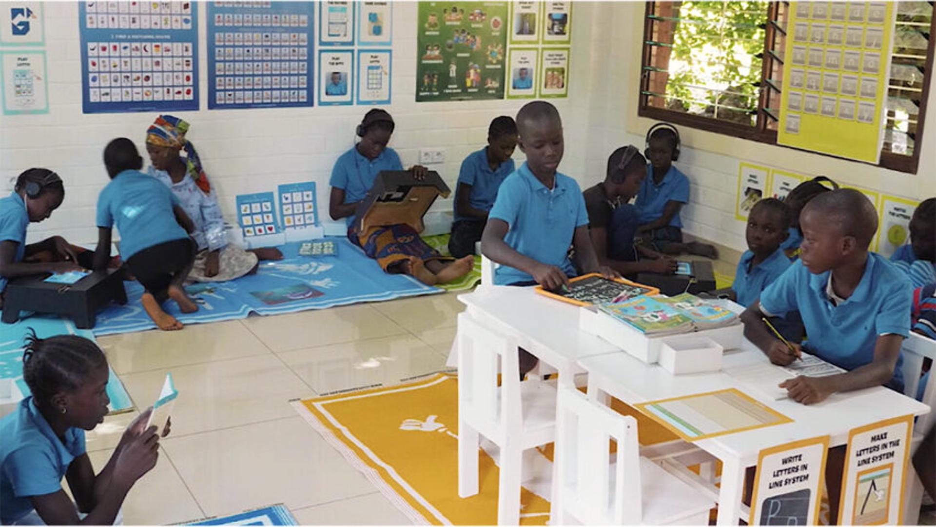 School children trying the solution