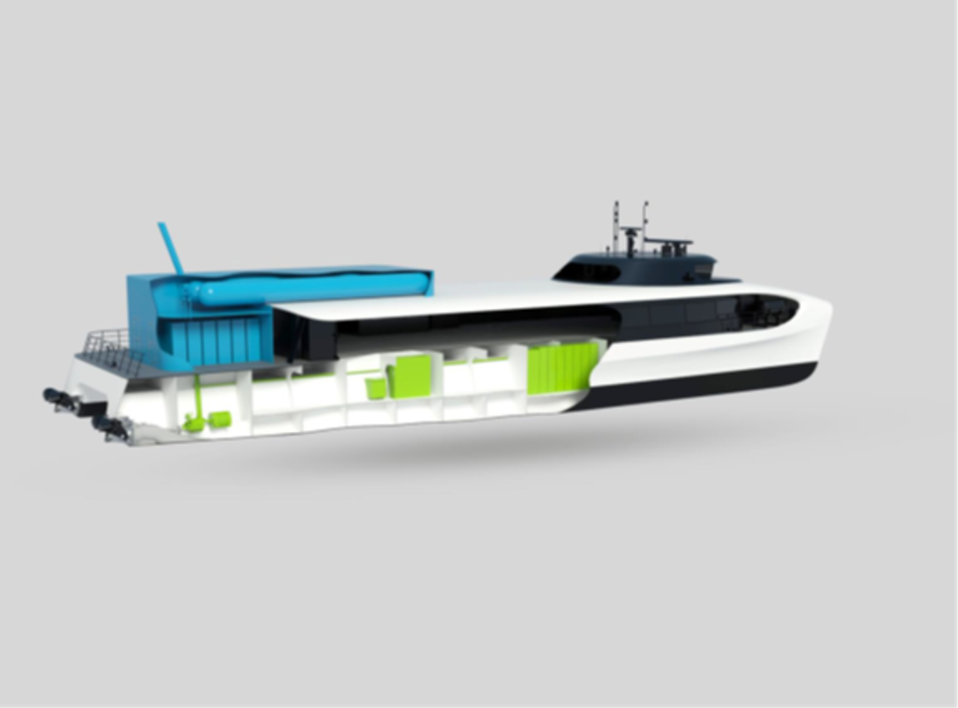 Rendering of a power system on a white ferry