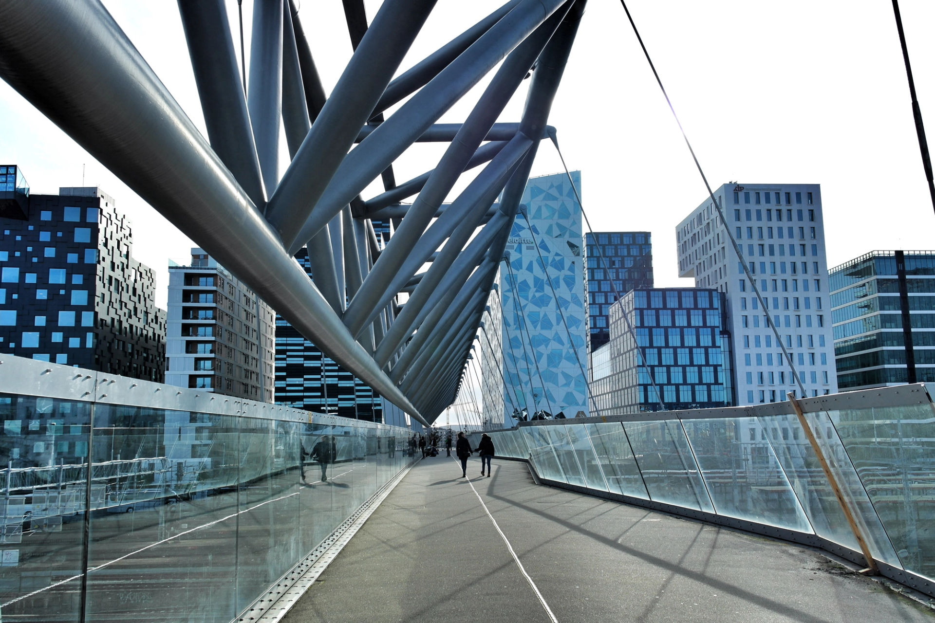 A view of Akrobaten bridge and cityscape in Barcode  Oslo