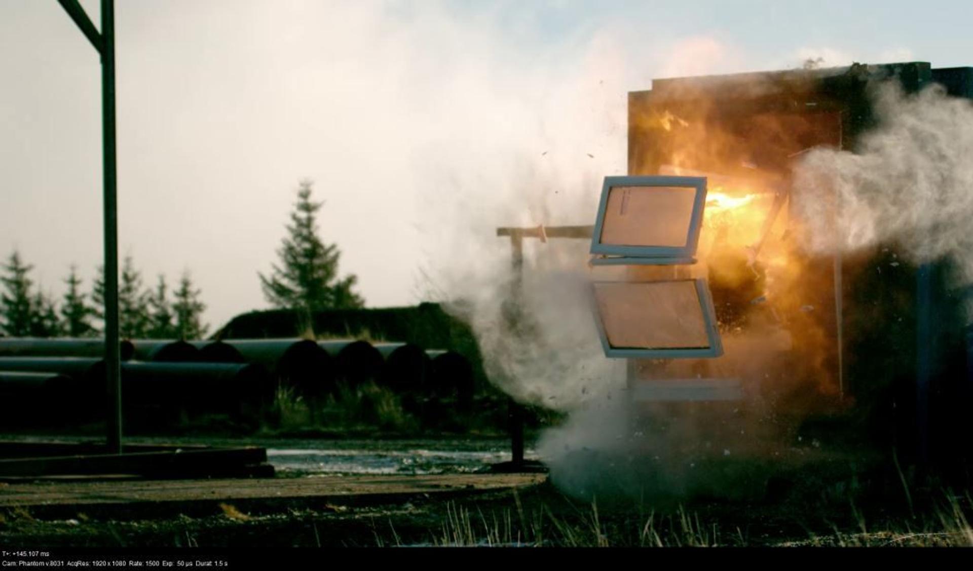 Windows being blasted out of a hydrogen test center