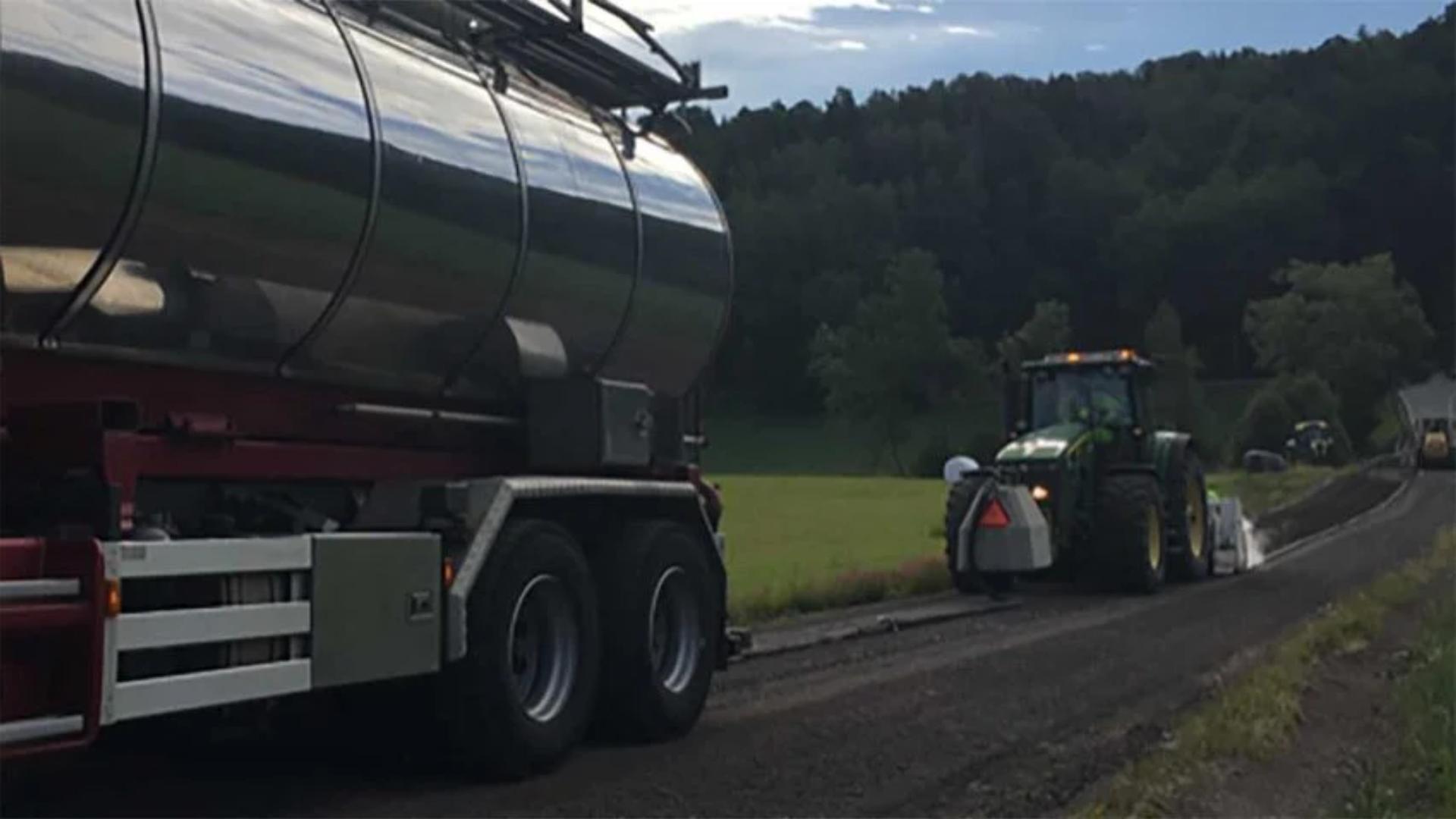 Tractors driving on road