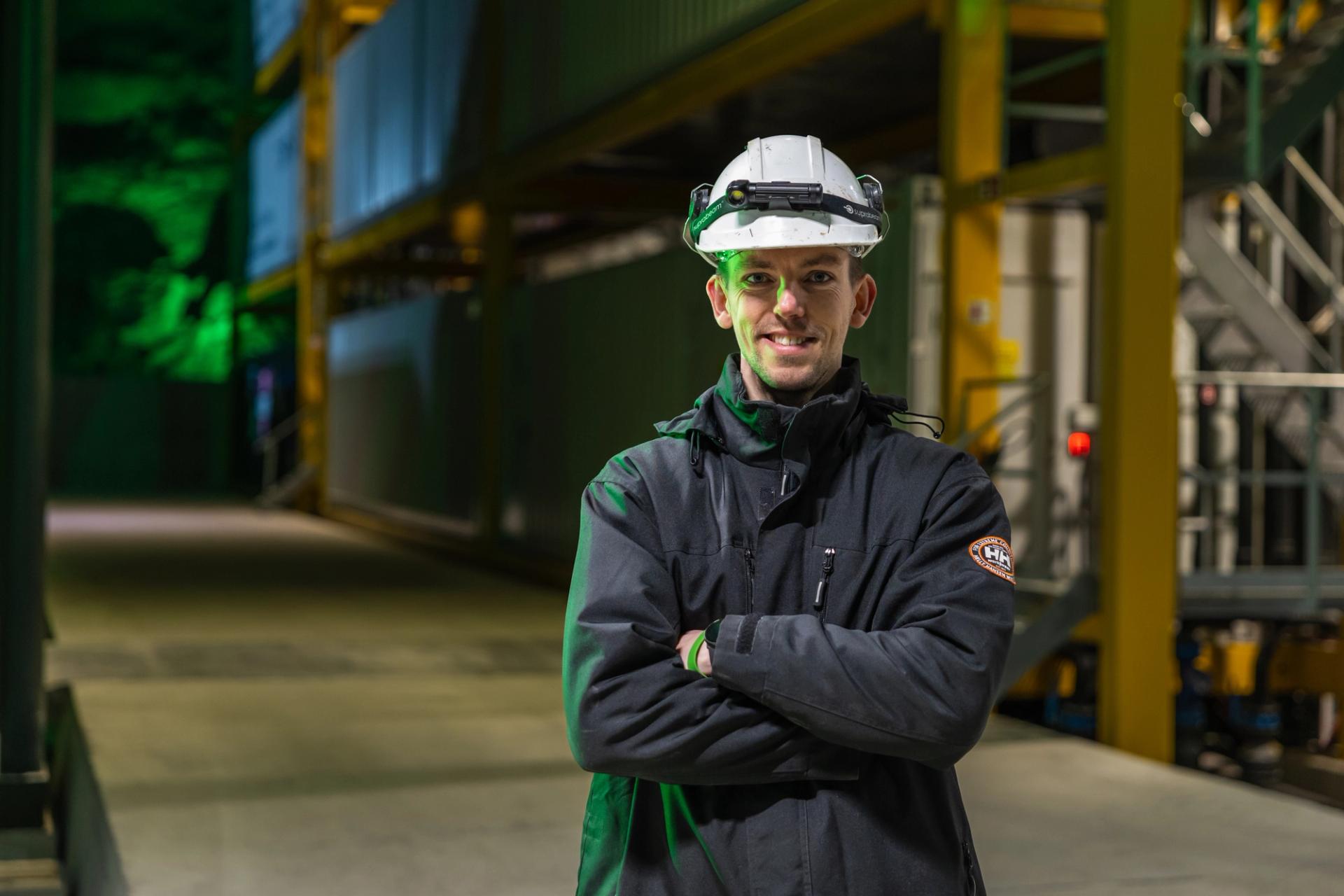 Worker portrait inside a data centre