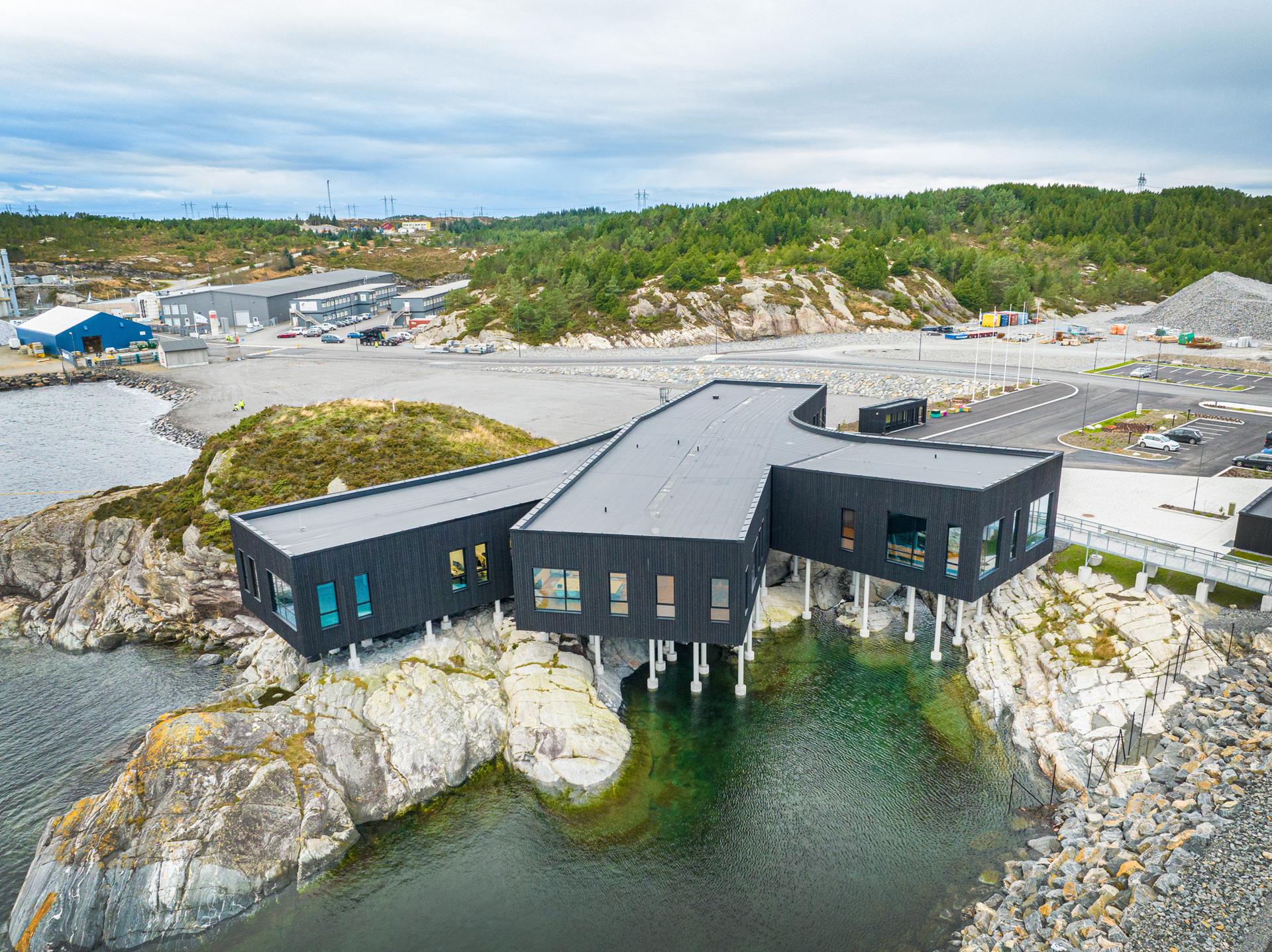 Drone photo of Northern Lights CO2 reception terminal in Norway
