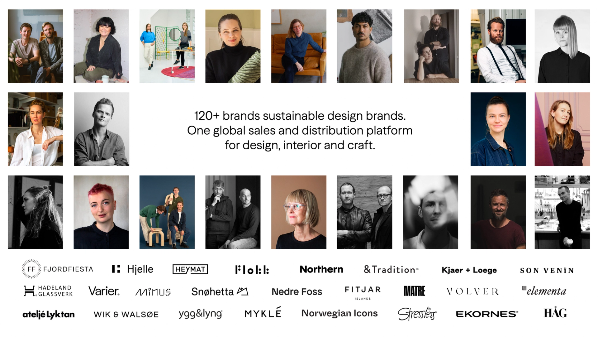 collage of Norwegian interior designers and brand logos