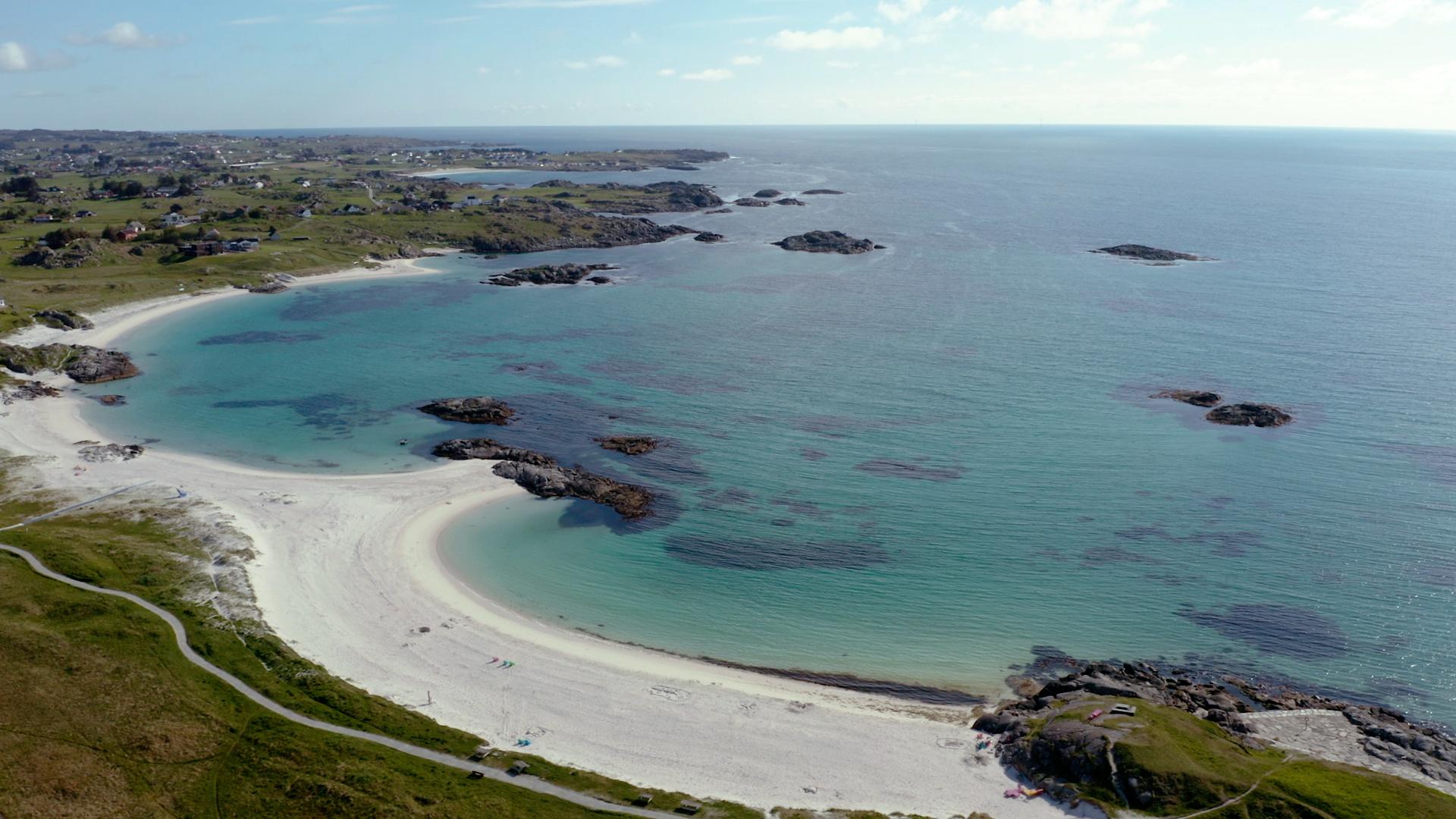 aerial view of a beautiful beach in Haugesund Norway