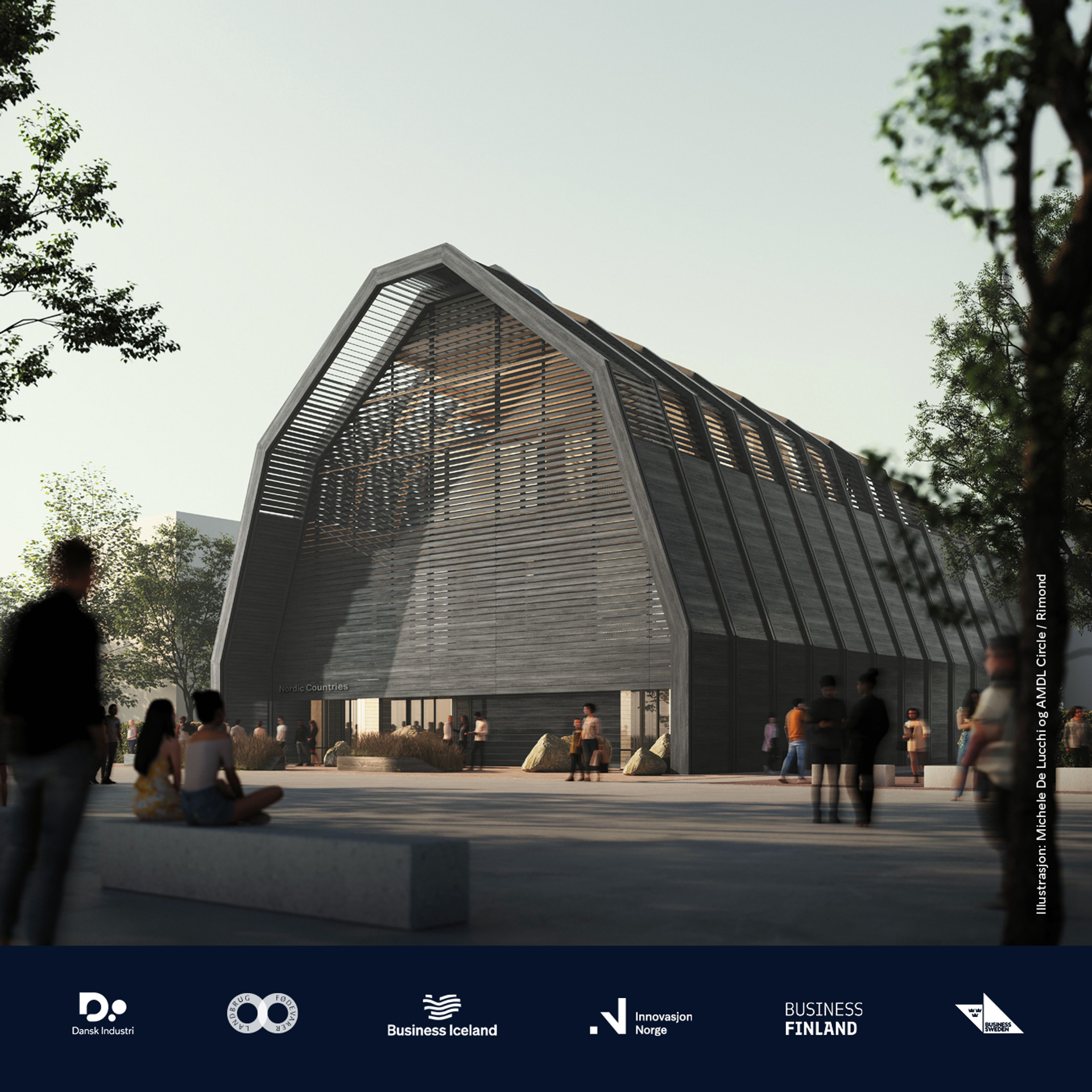 Osaka EXPO 2025 pavilion with Nordic partner logos