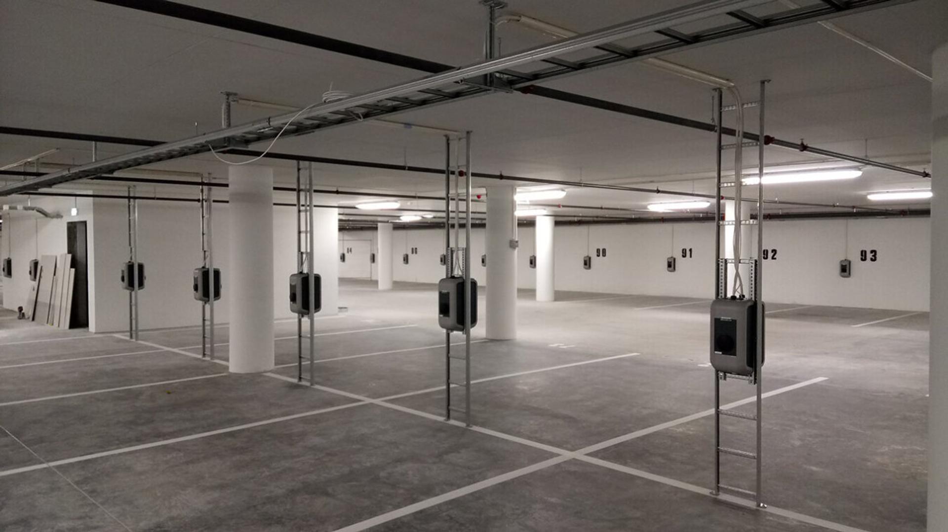 Parking garage with ev chargers