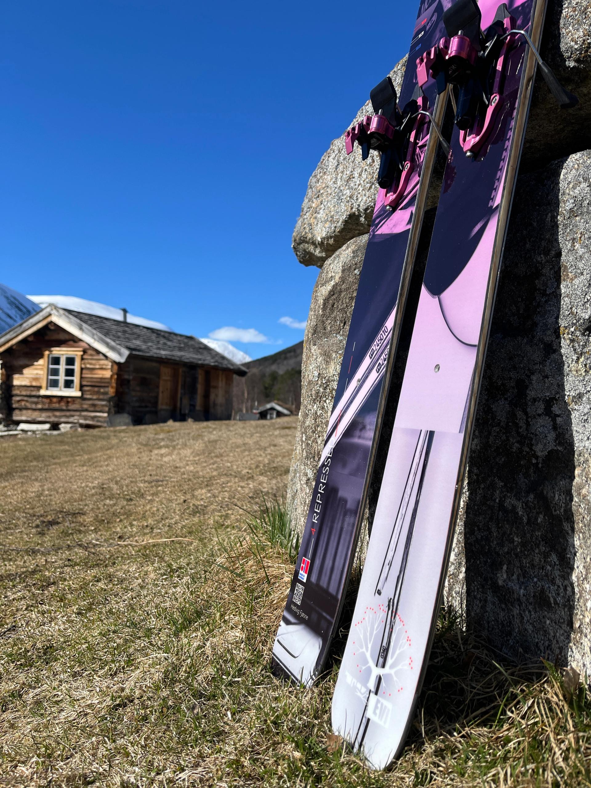 Evi ski at the cabin on the mountain.
