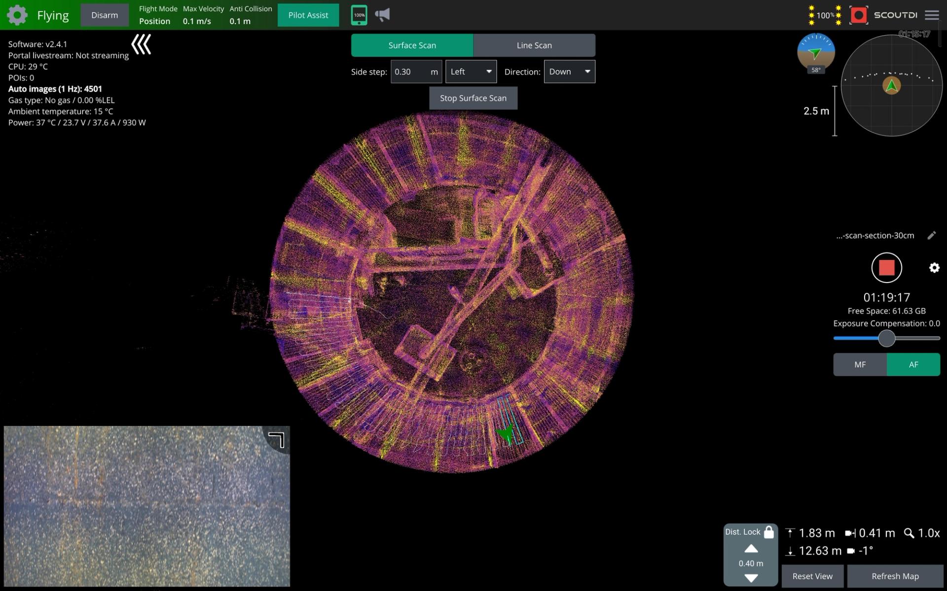 Operator view of an inspection drone