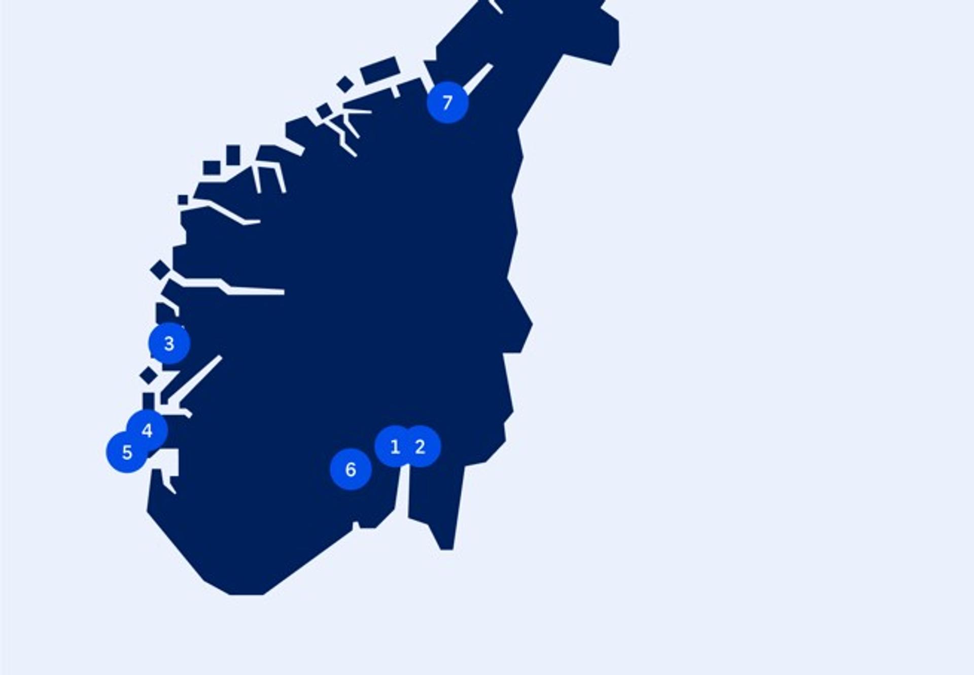 Kart - halve Norge