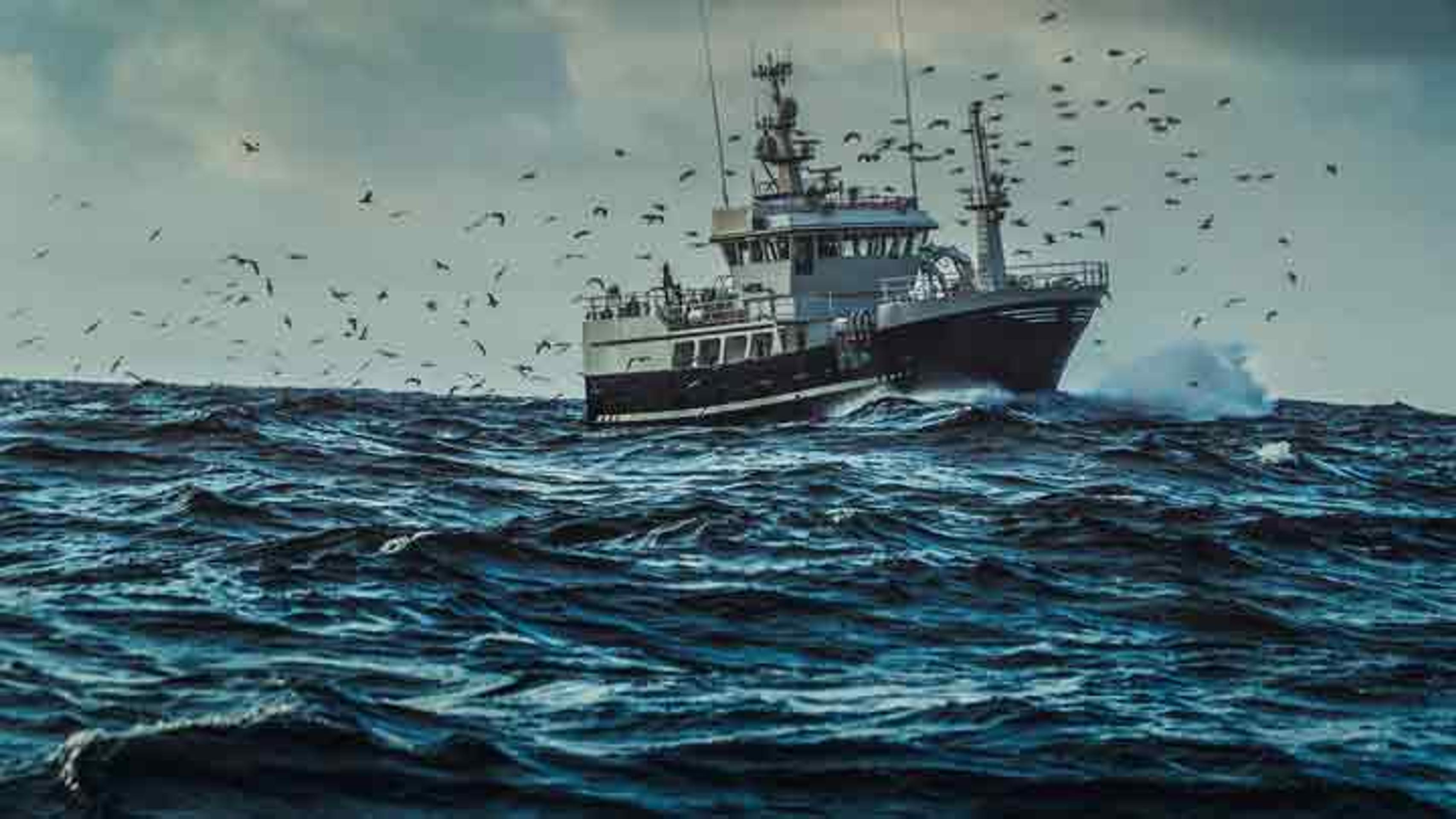 Fishing boat at sea
