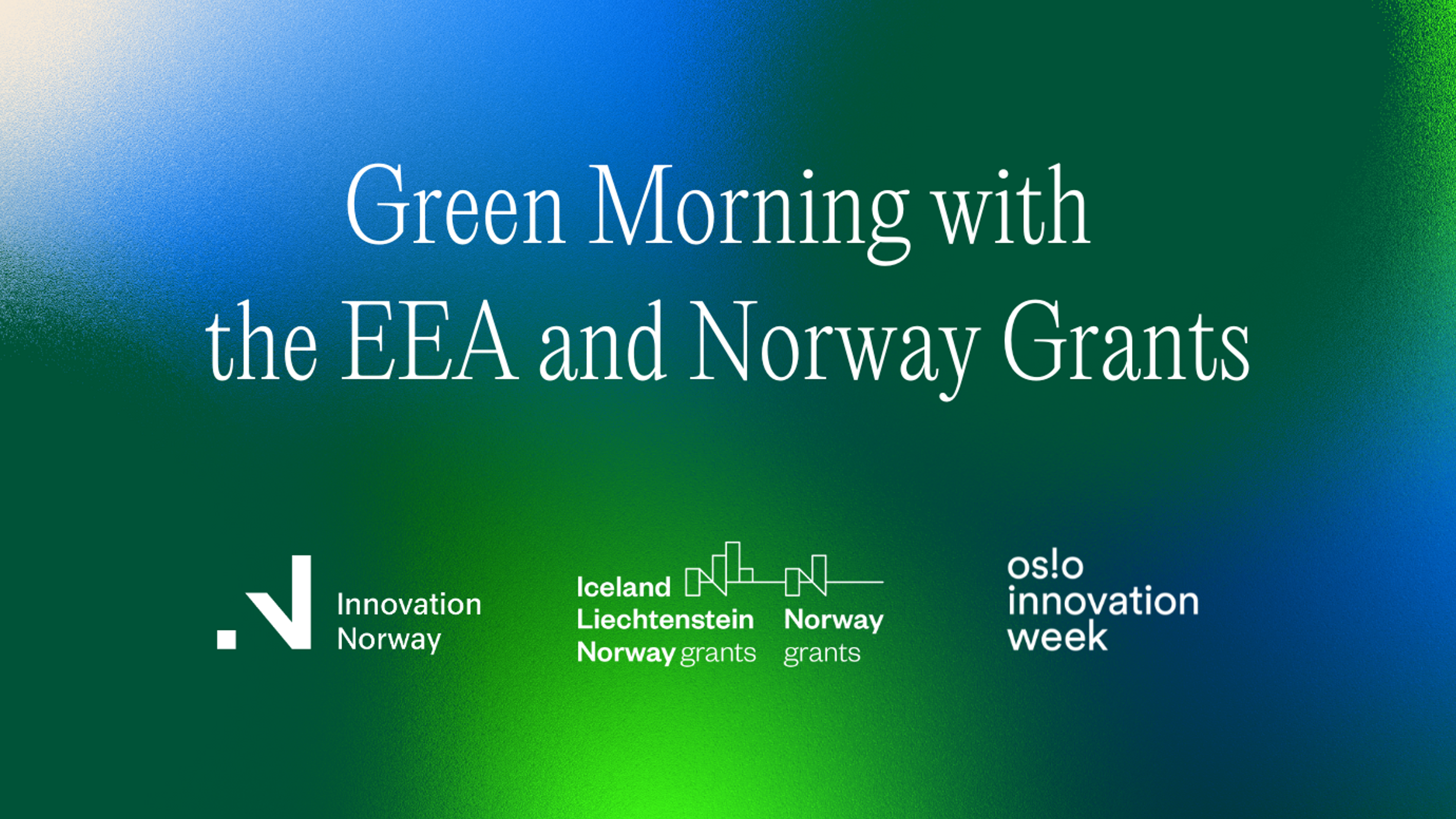 Poster with the text Green Morning with the EEA and Norway Grants
