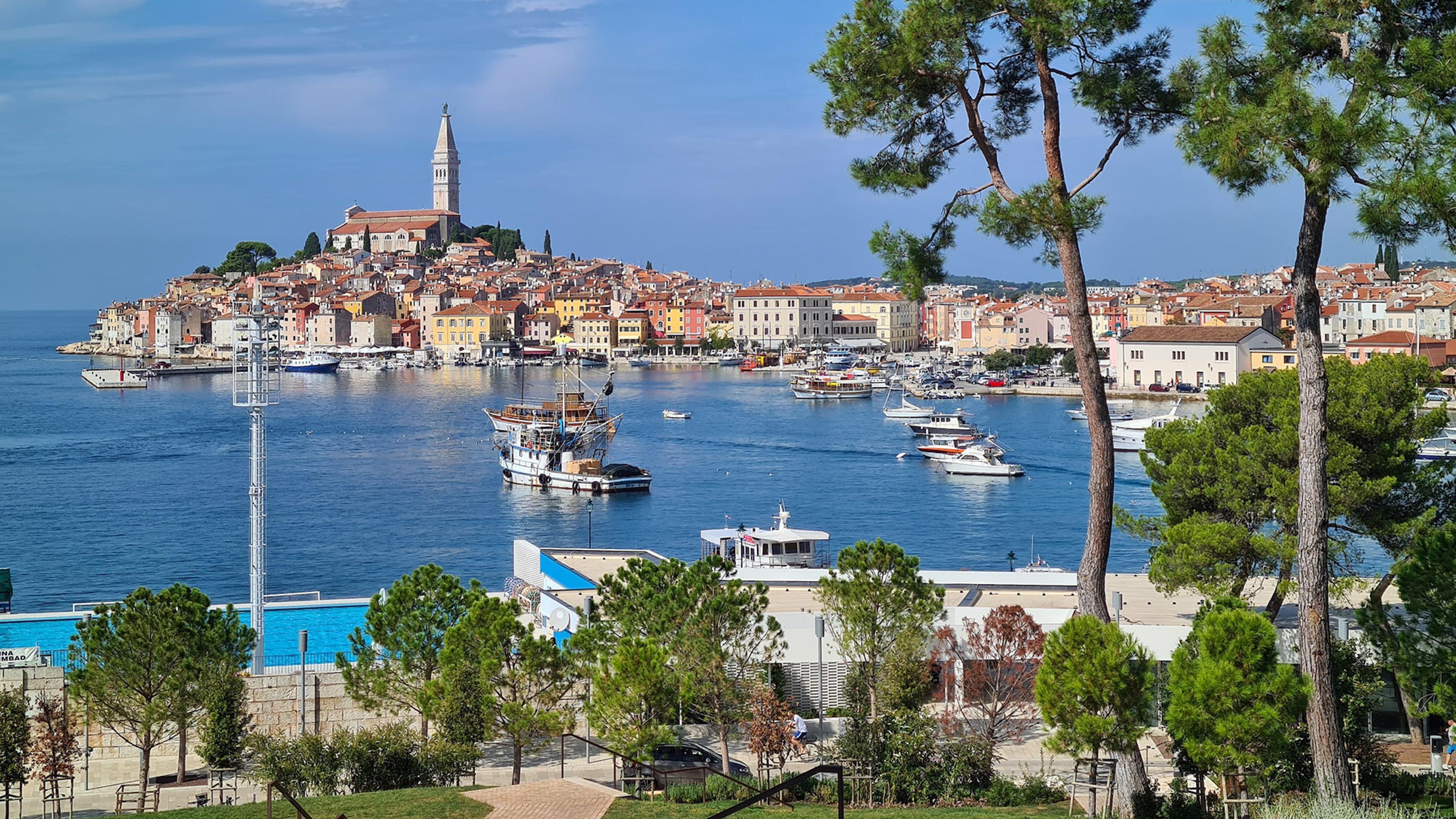 Showing a port city in Croatia