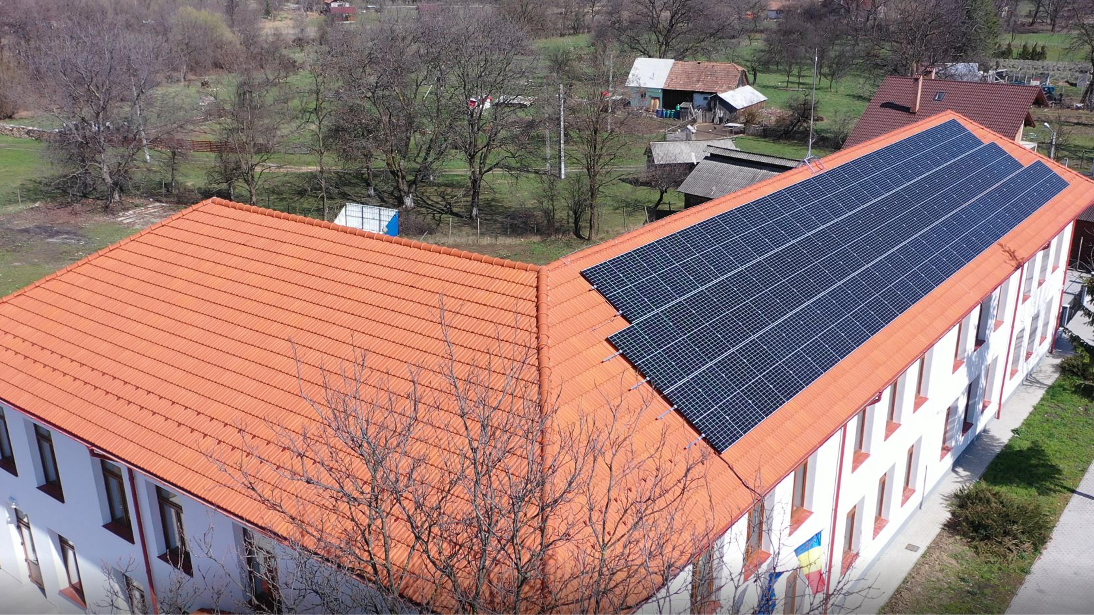 another kindergarden in Prundu Bargaului with solar panels on the roof