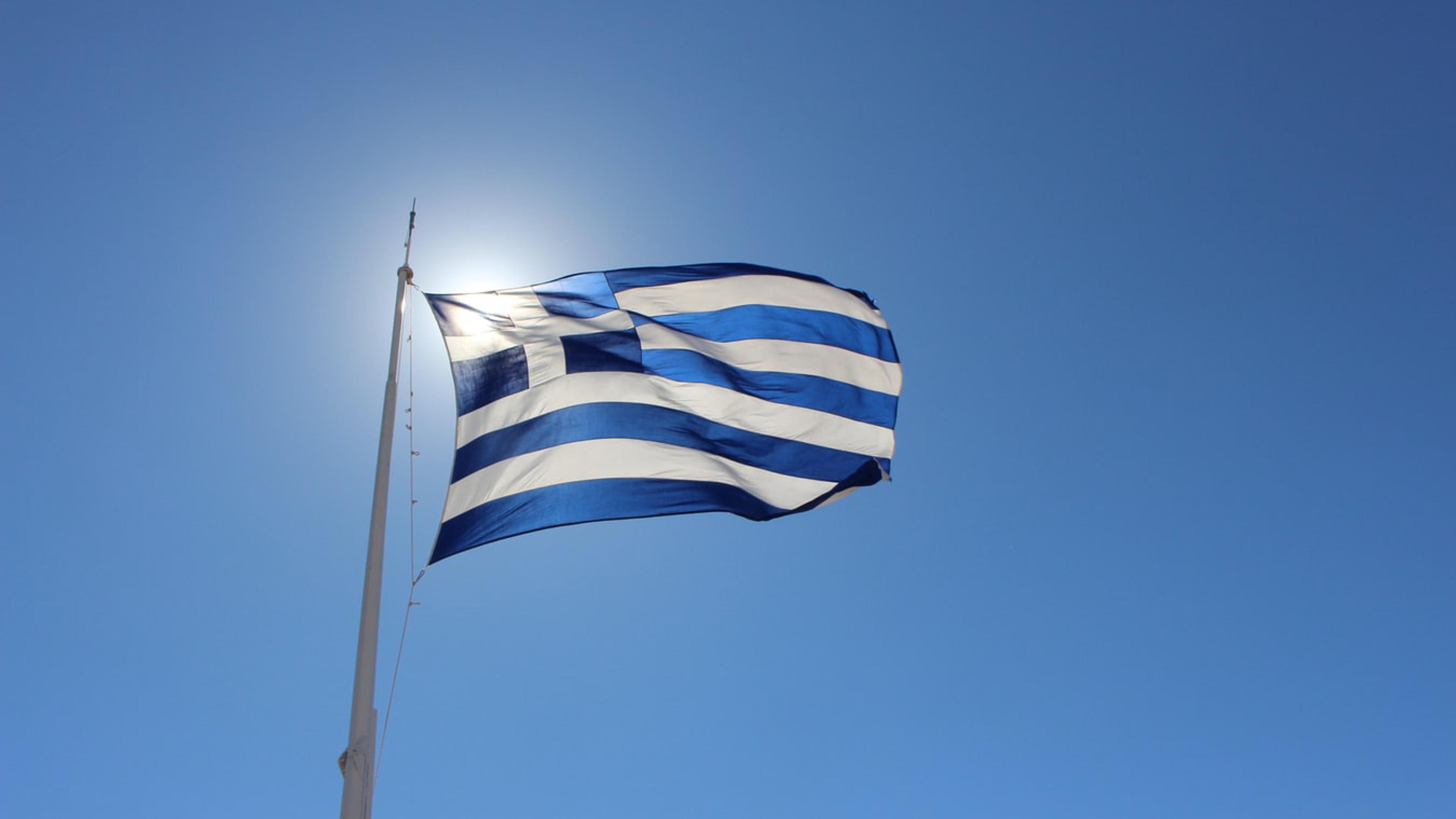 Flag of Greece in the wind