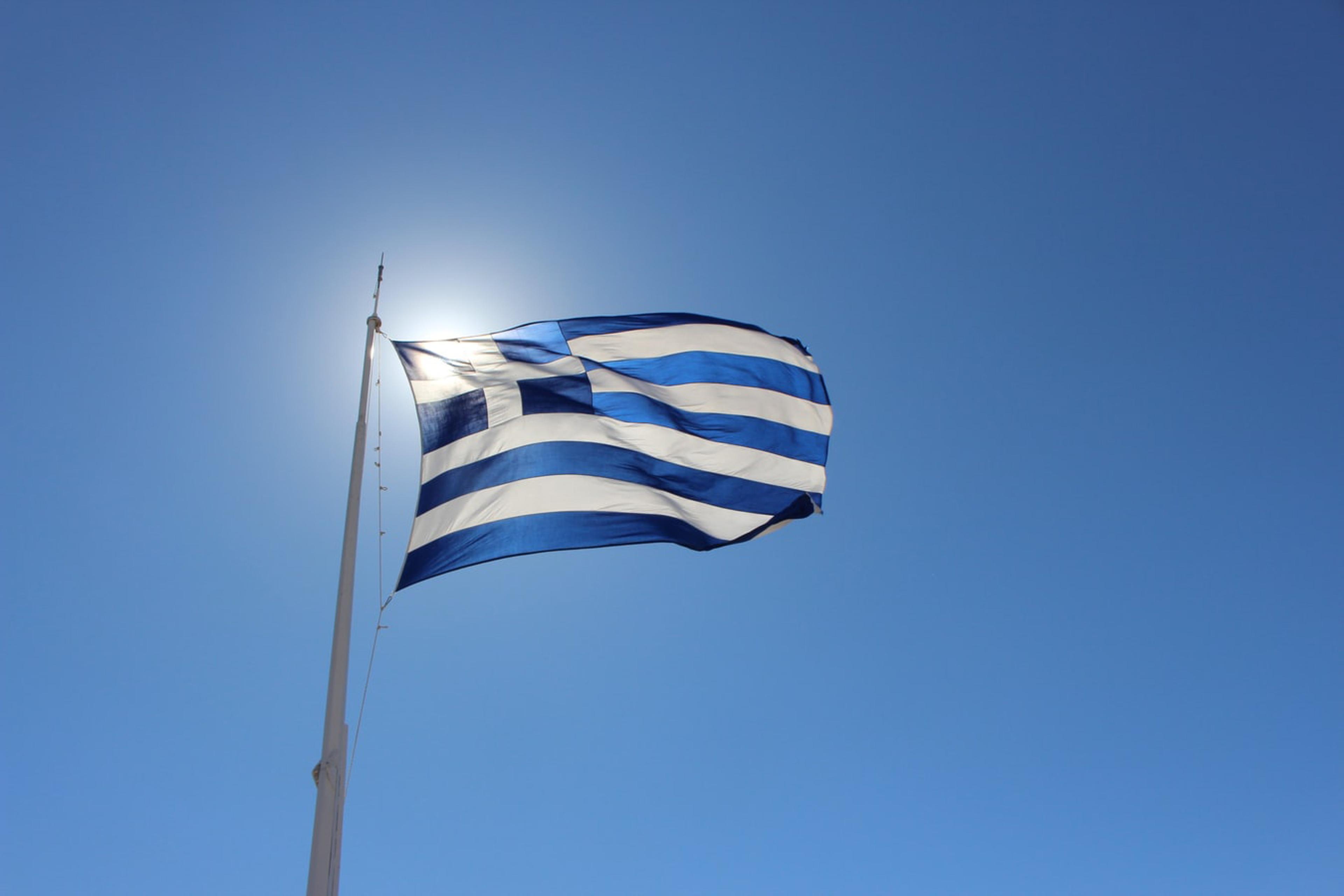 Flag of Greece in the wind