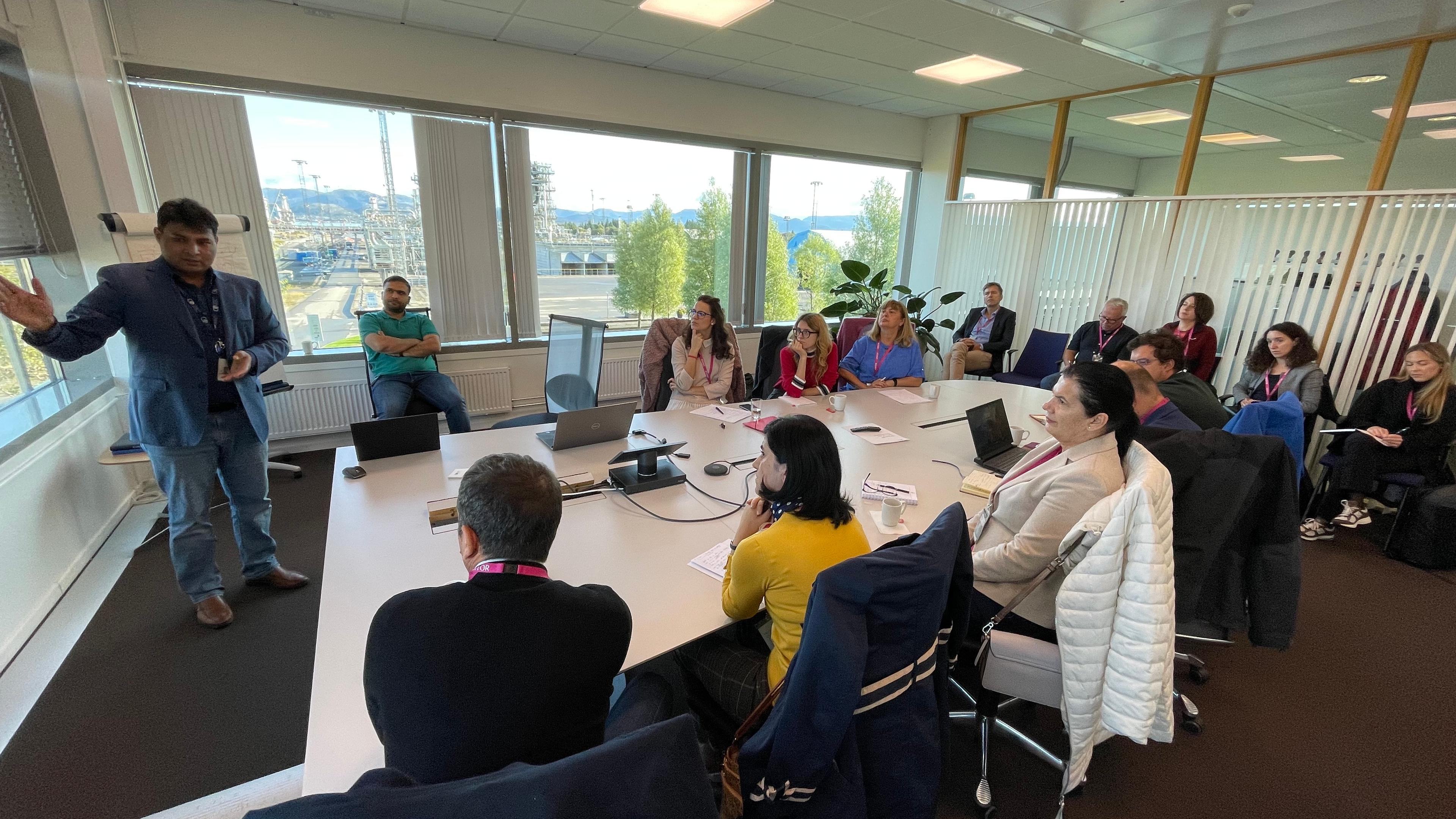 The study group in a meeting room with Technology Centre Mongstad