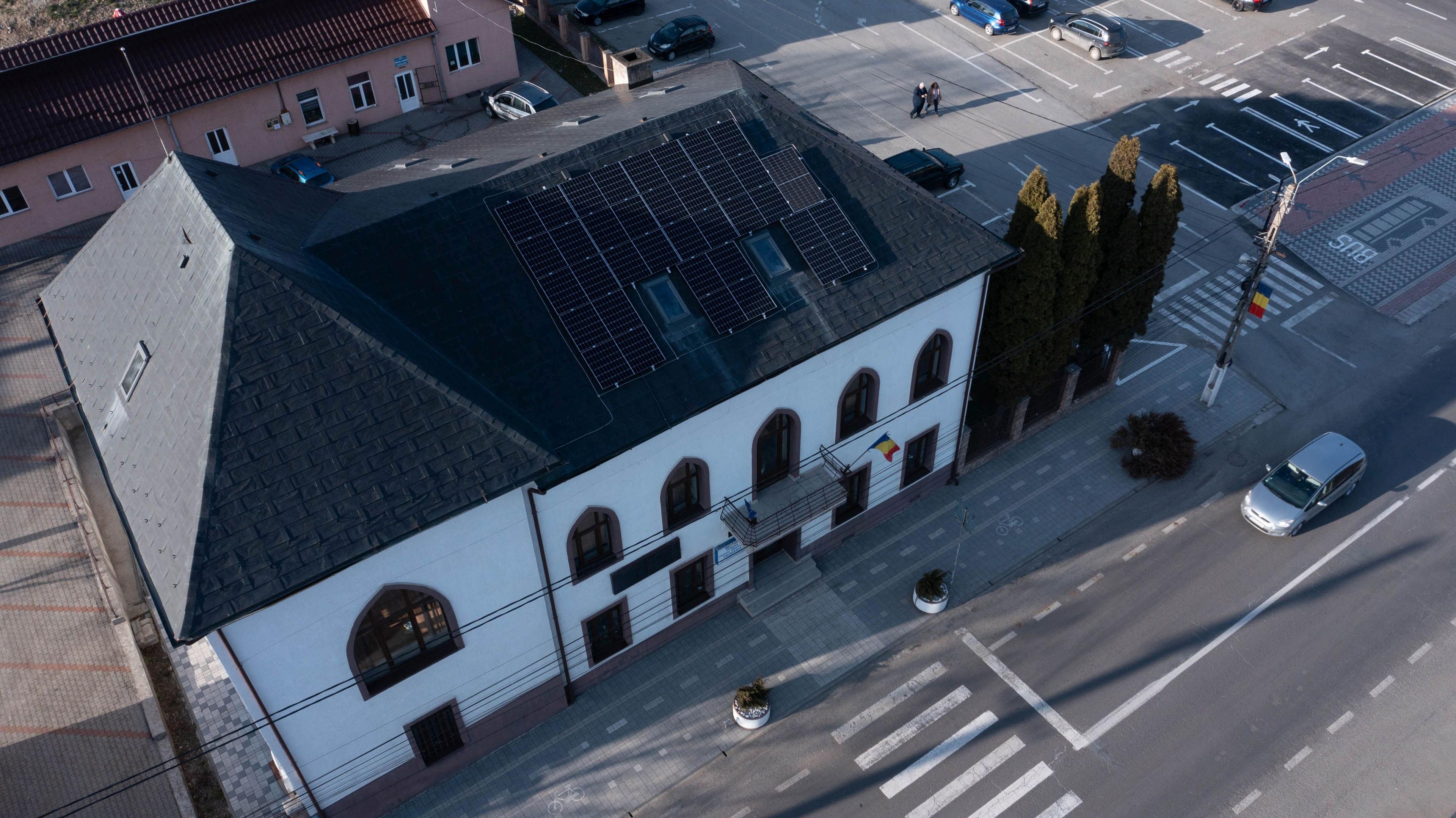 Solar Panels on the roof of the Town Hall
