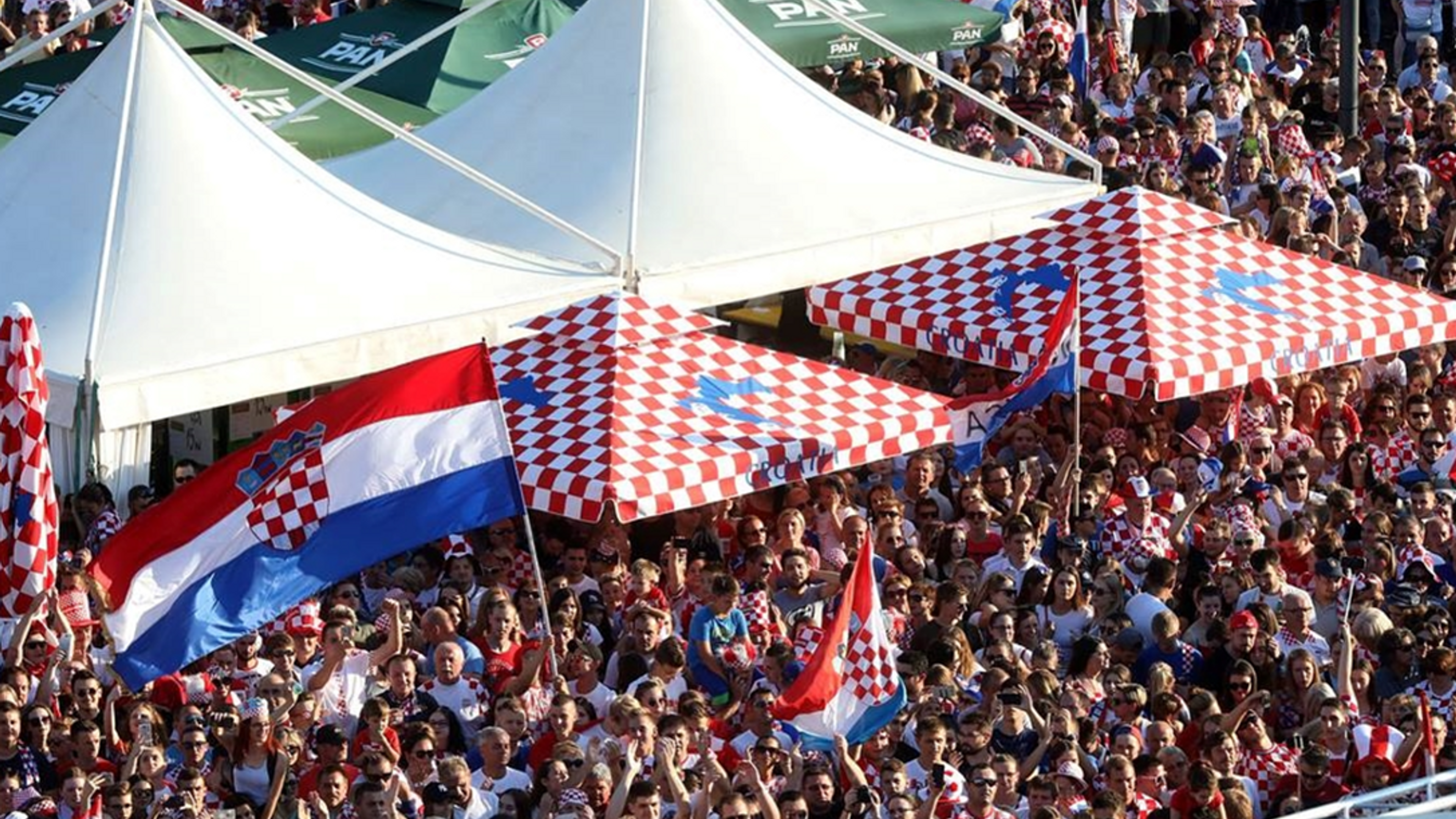 Mass of people with Croatian flags