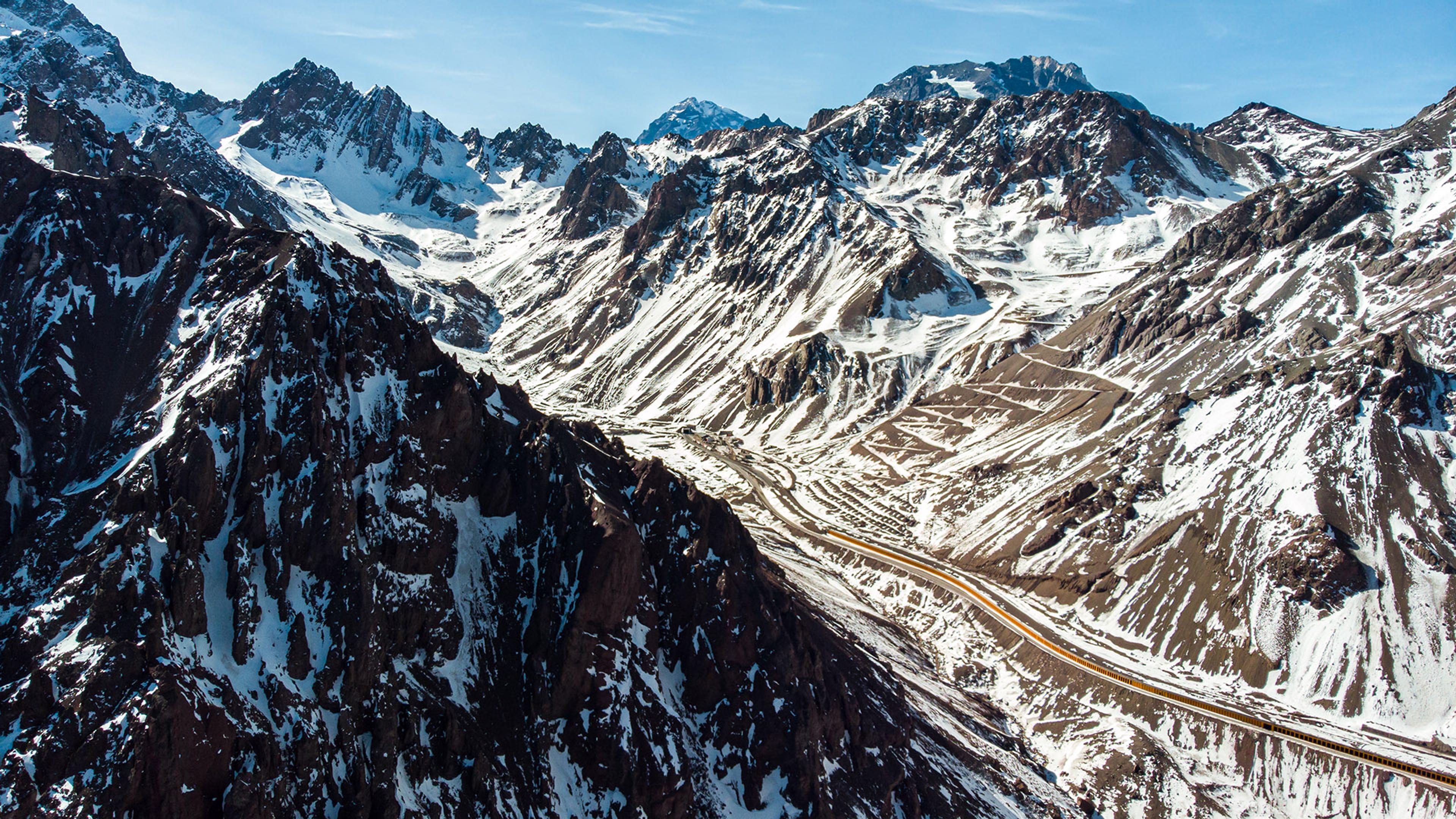 Tunnel in mountains in Chile