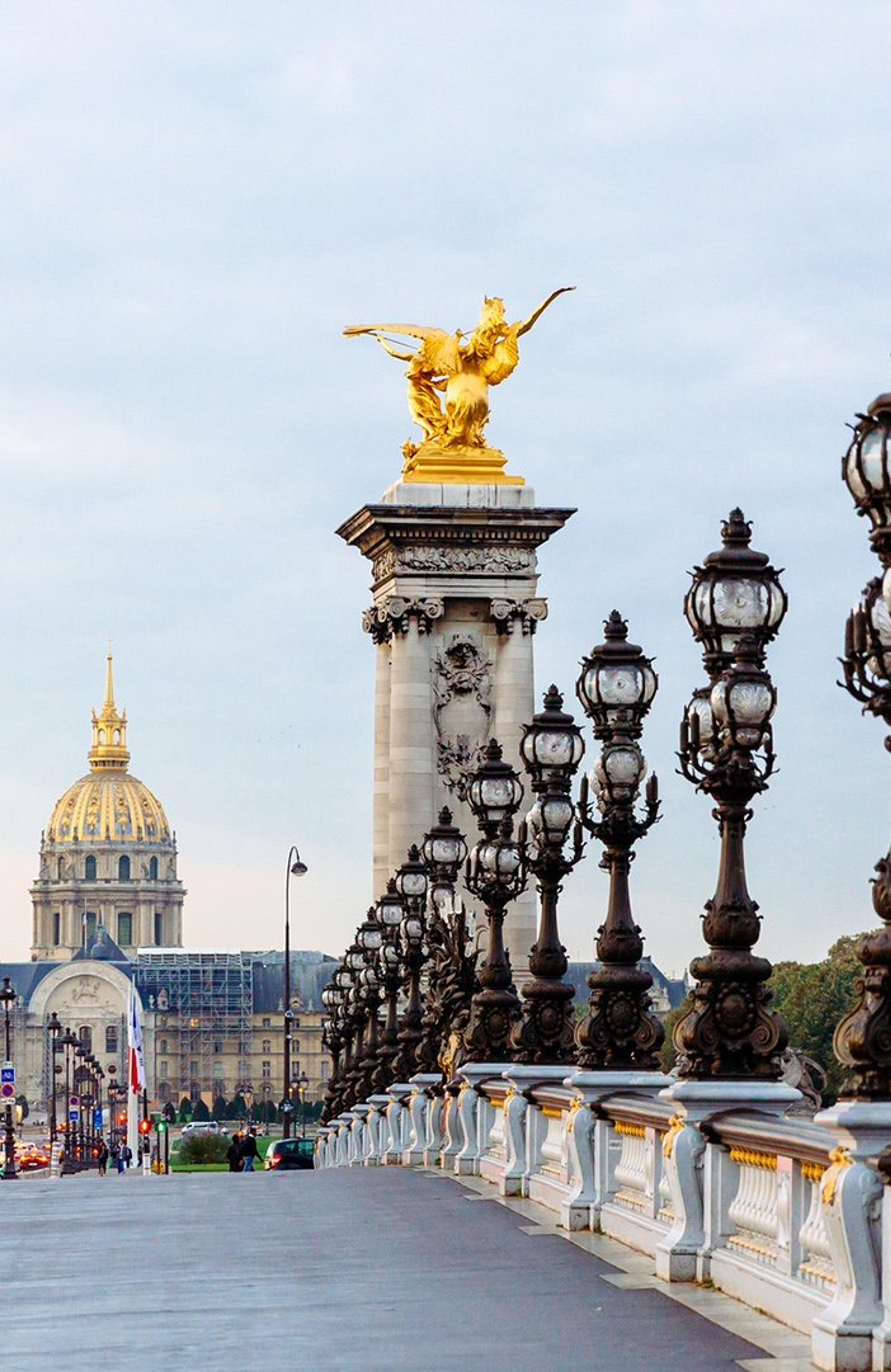Paris bridge and parliment in the background