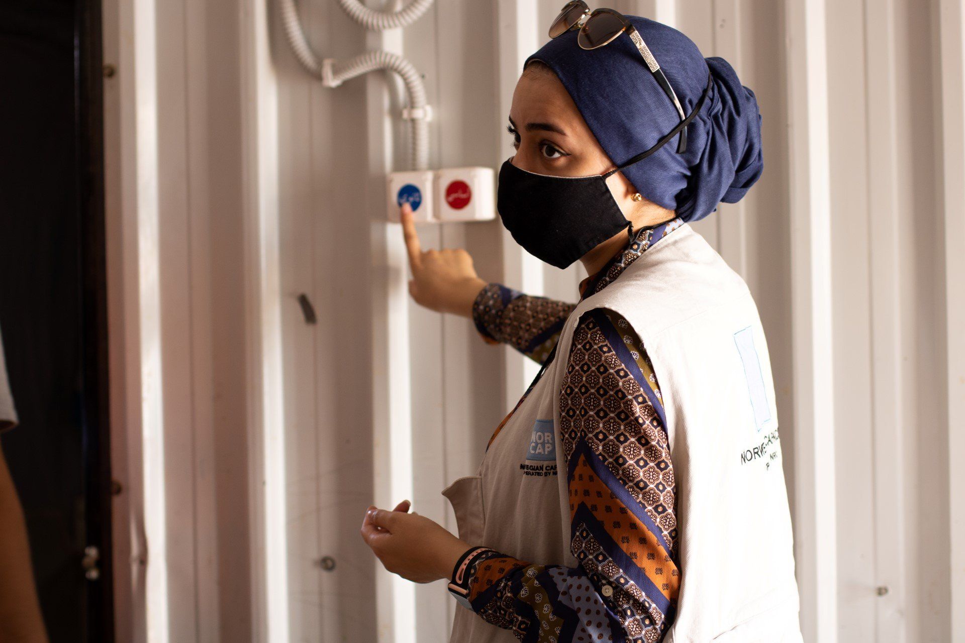 Woman in face mask