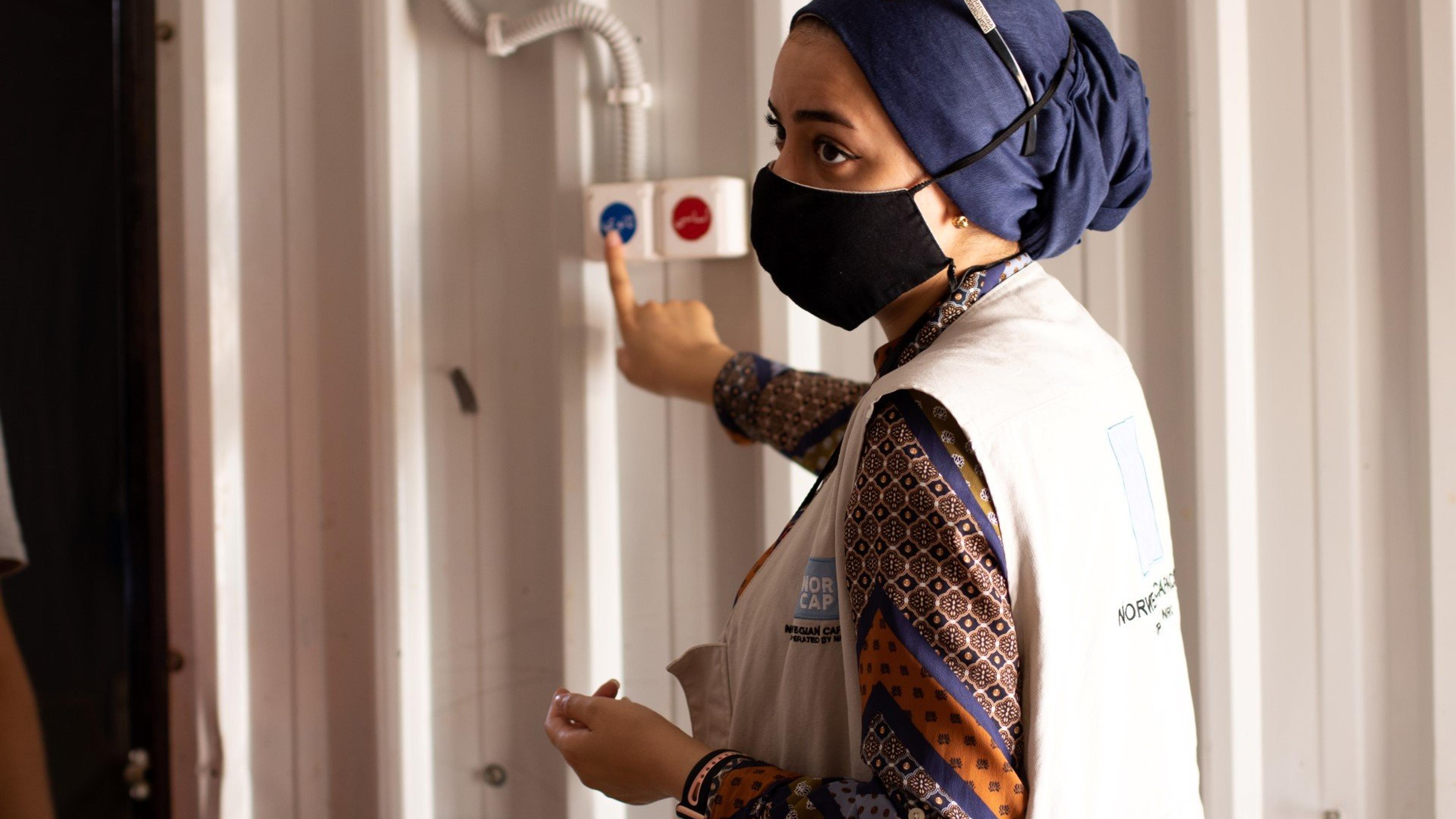 Woman in face mask