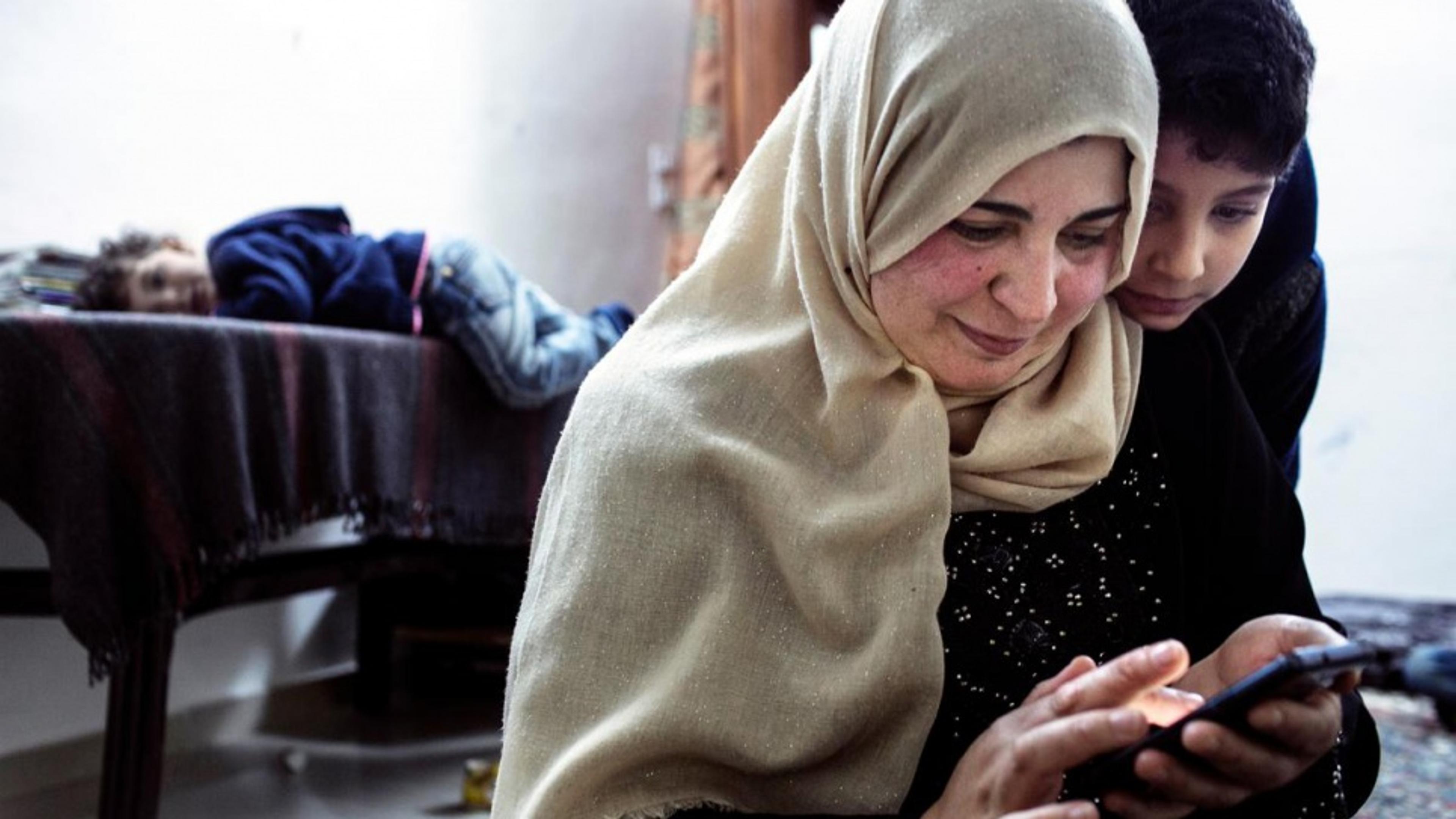 Woman looking at phone