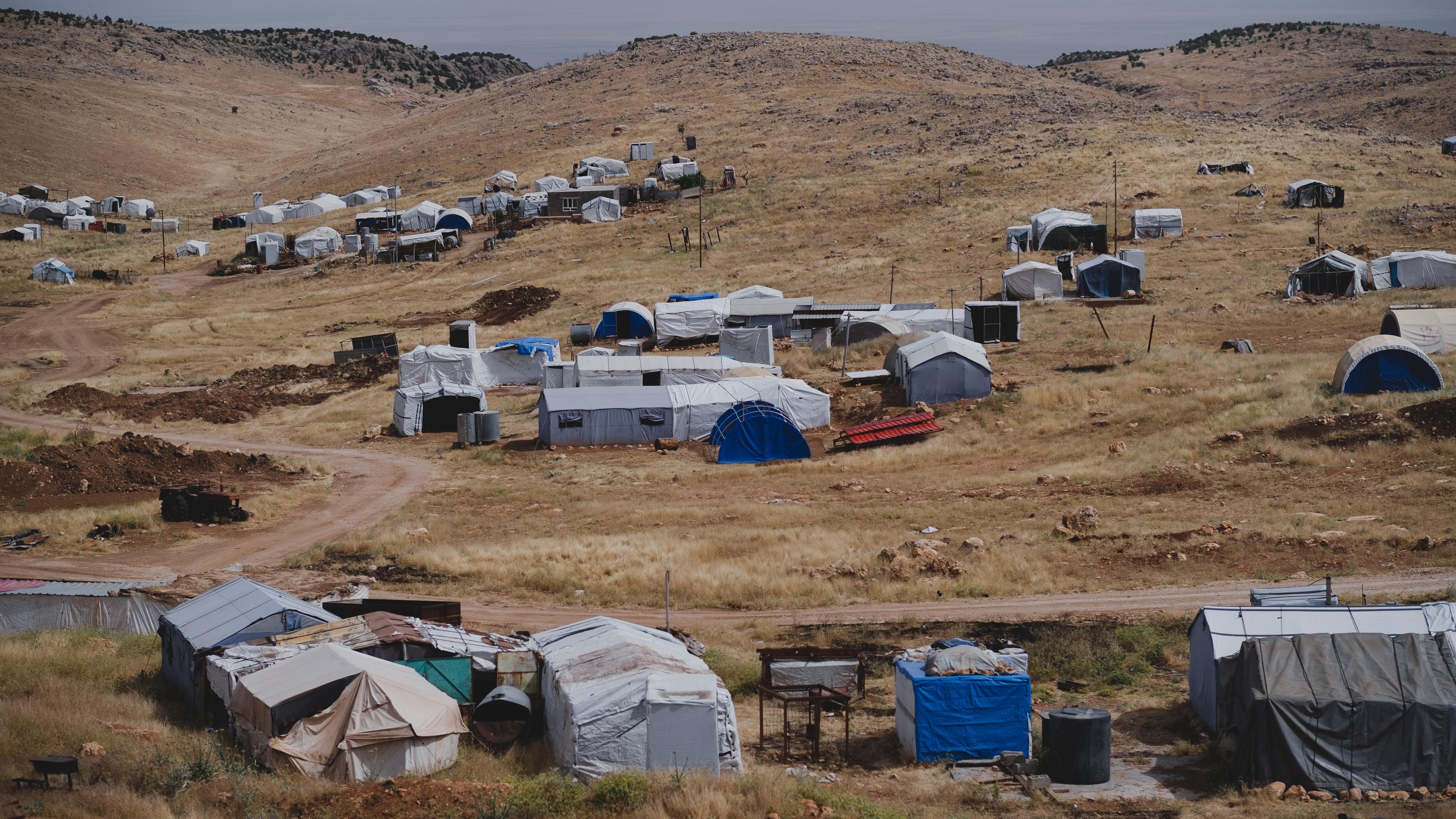 Refugee camp in desert land