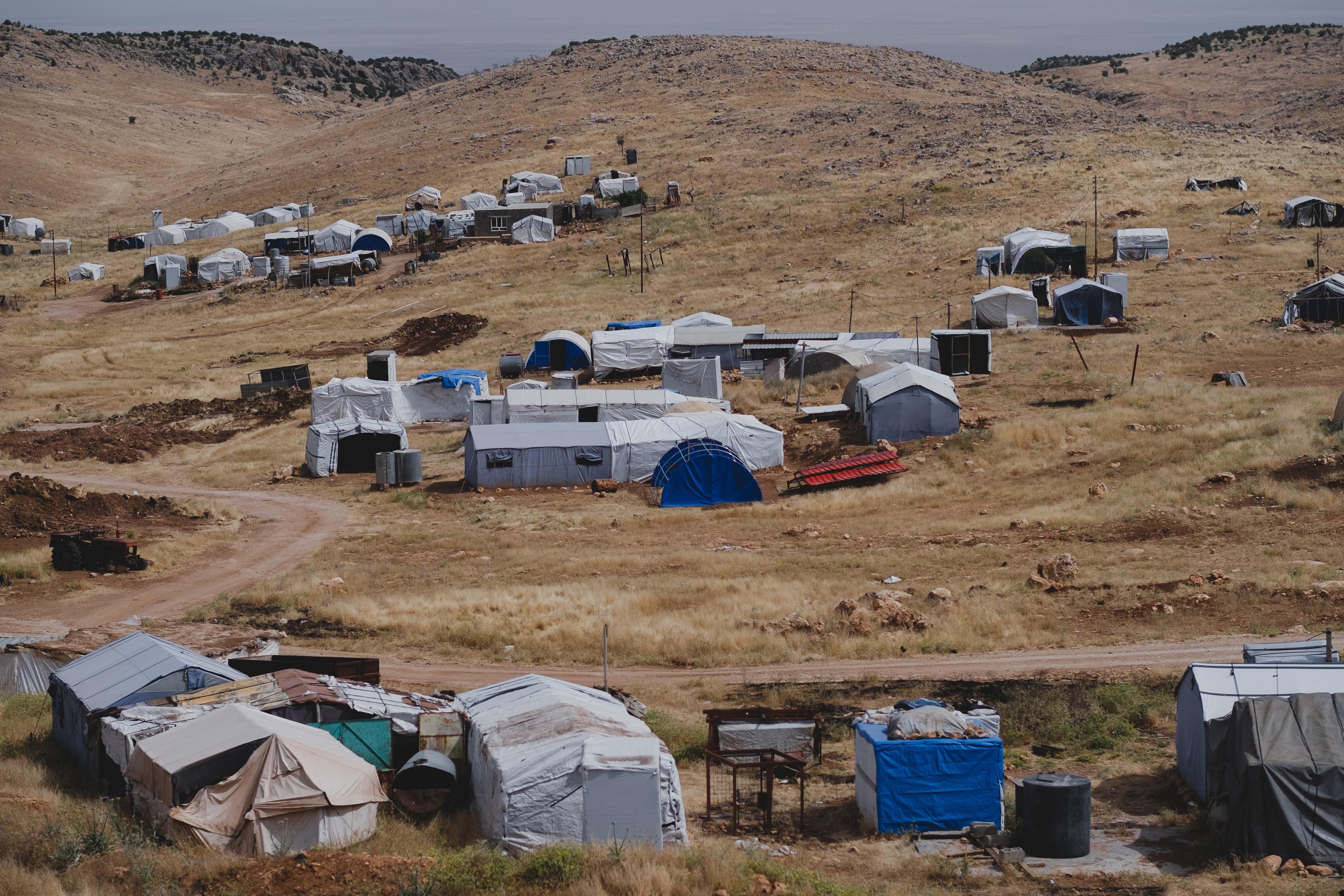 Refugee camp in desert land