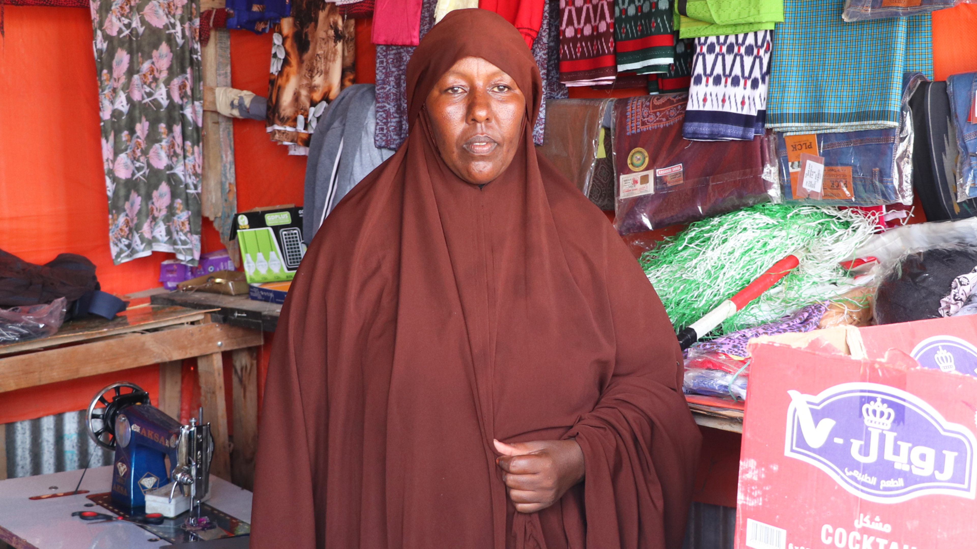 Somali woman in textile shop
