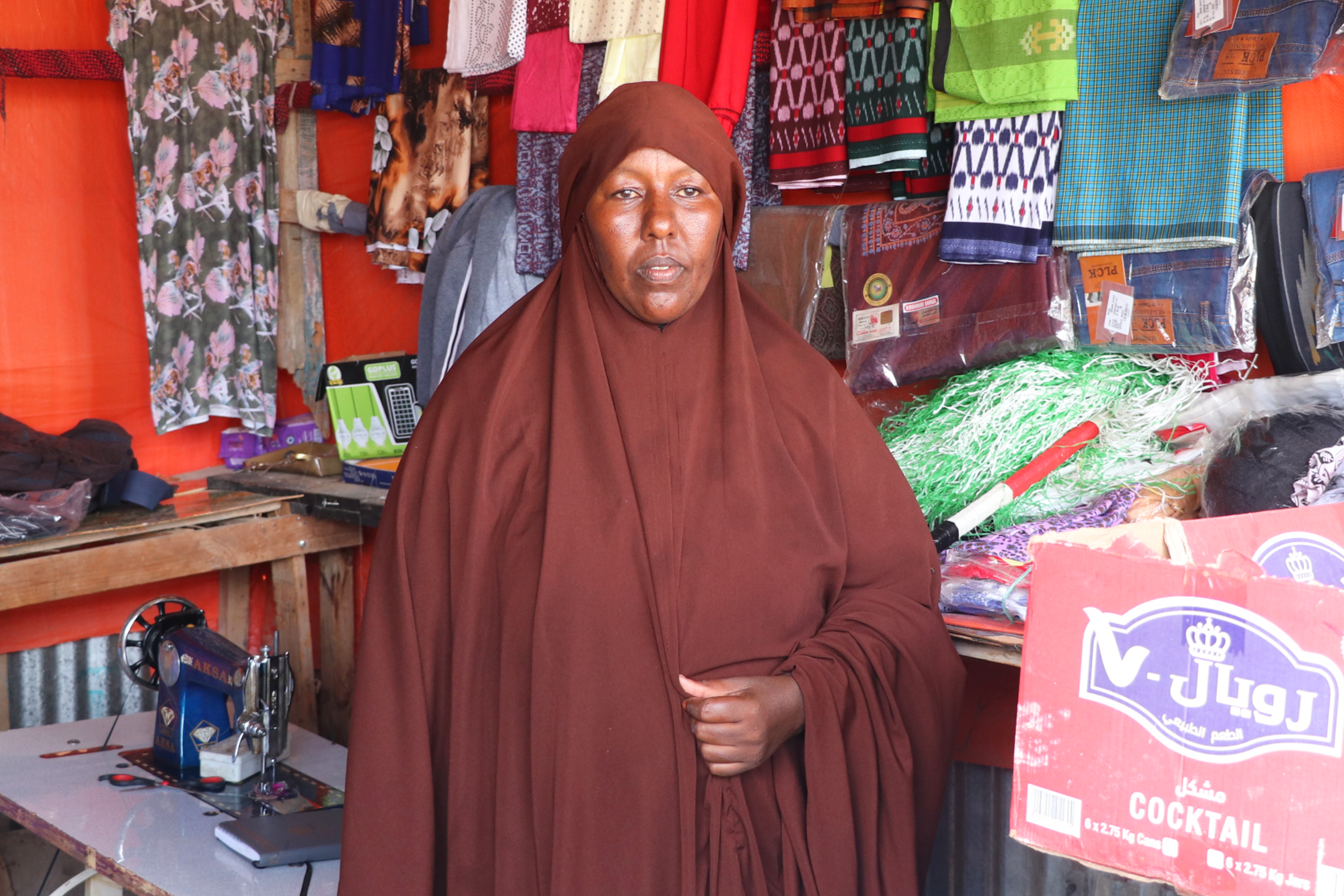 Somali woman in textile shop