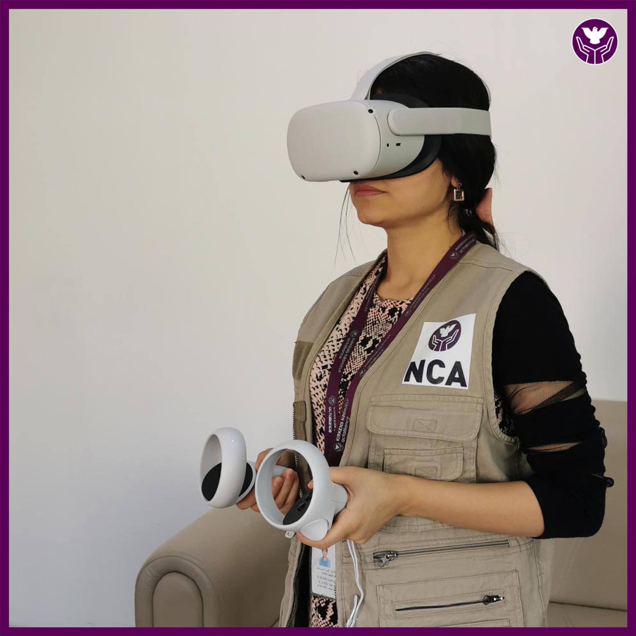 Woman wearing VR headset