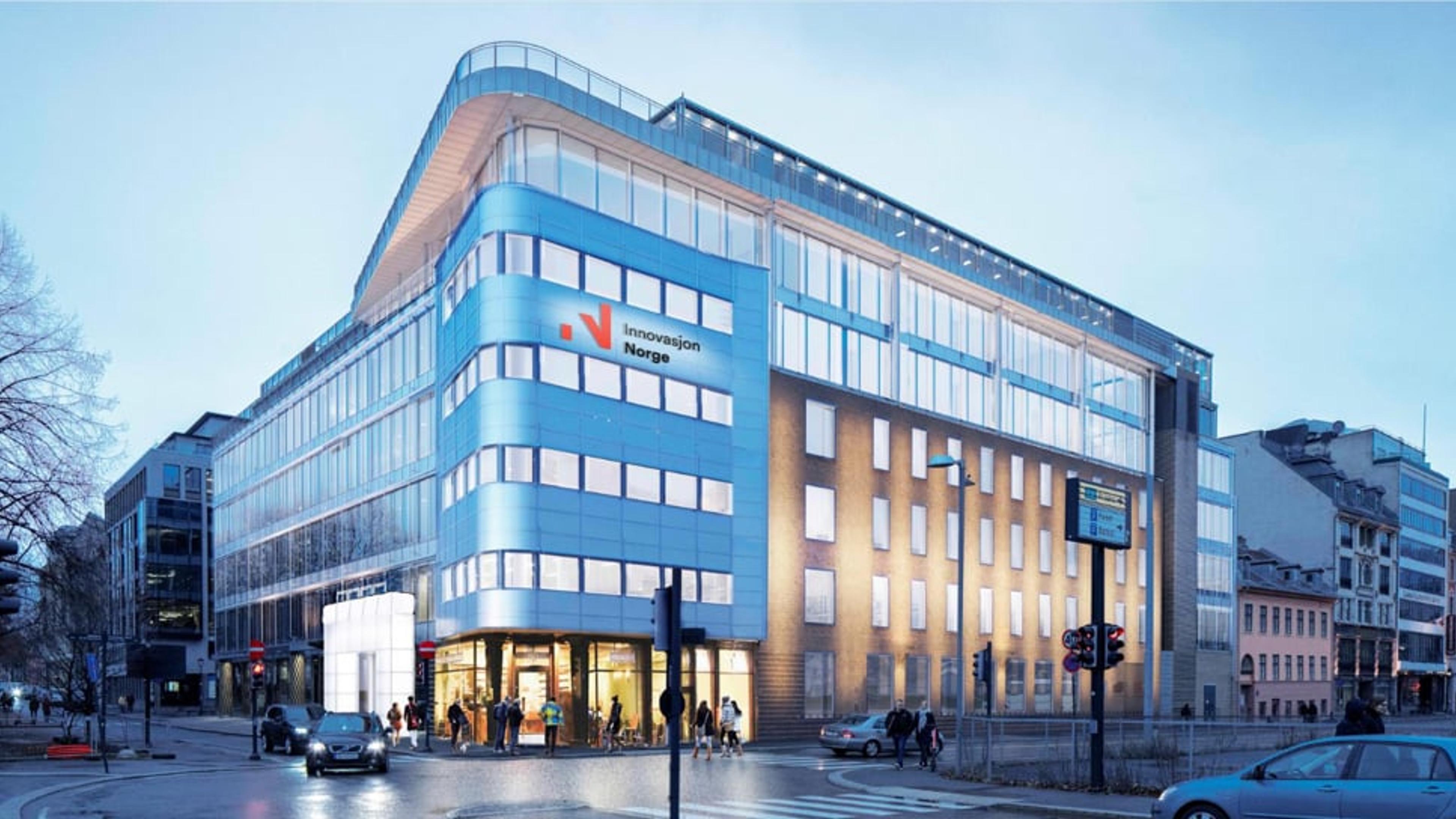 Fasade nye kontorlokaler for Innovasjon Norge i Oslo