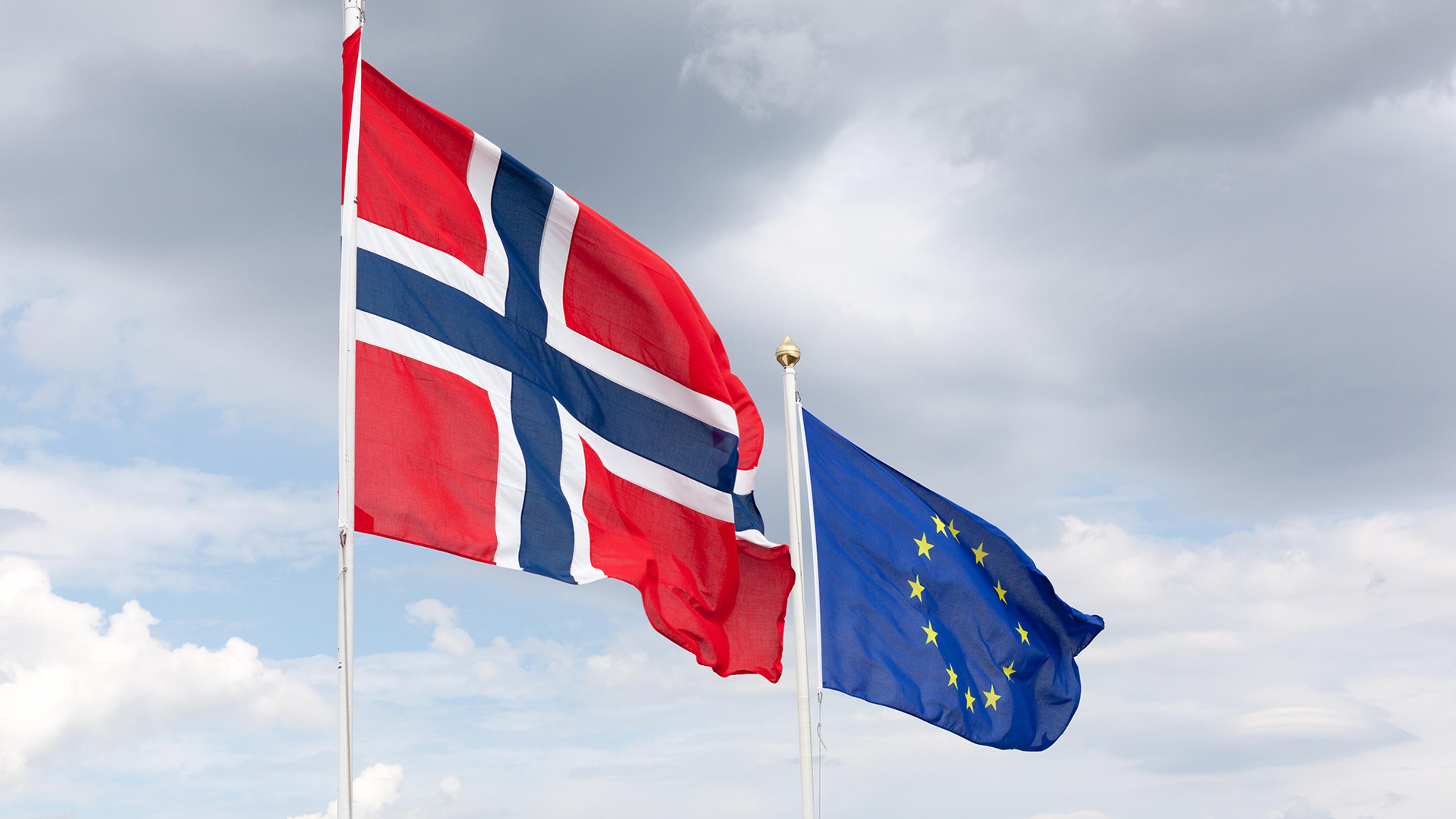 Norsk flagg og EU-flagg