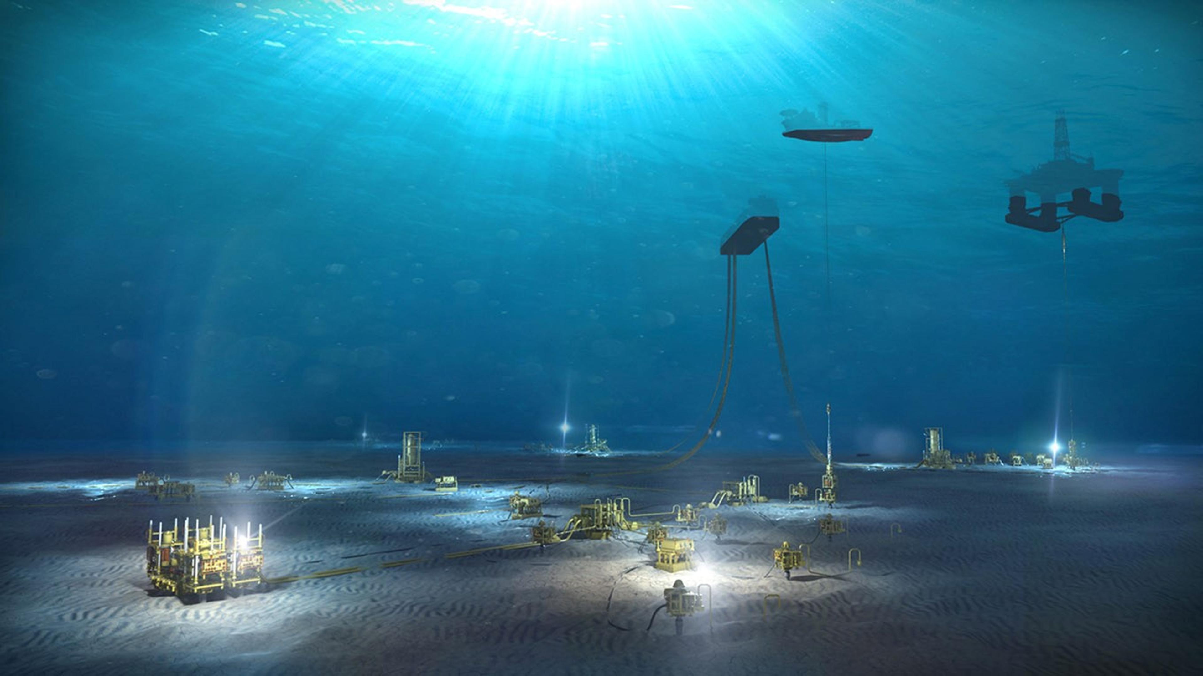 Illustrasjon av ulike subsea-løsninger under havoverflaten