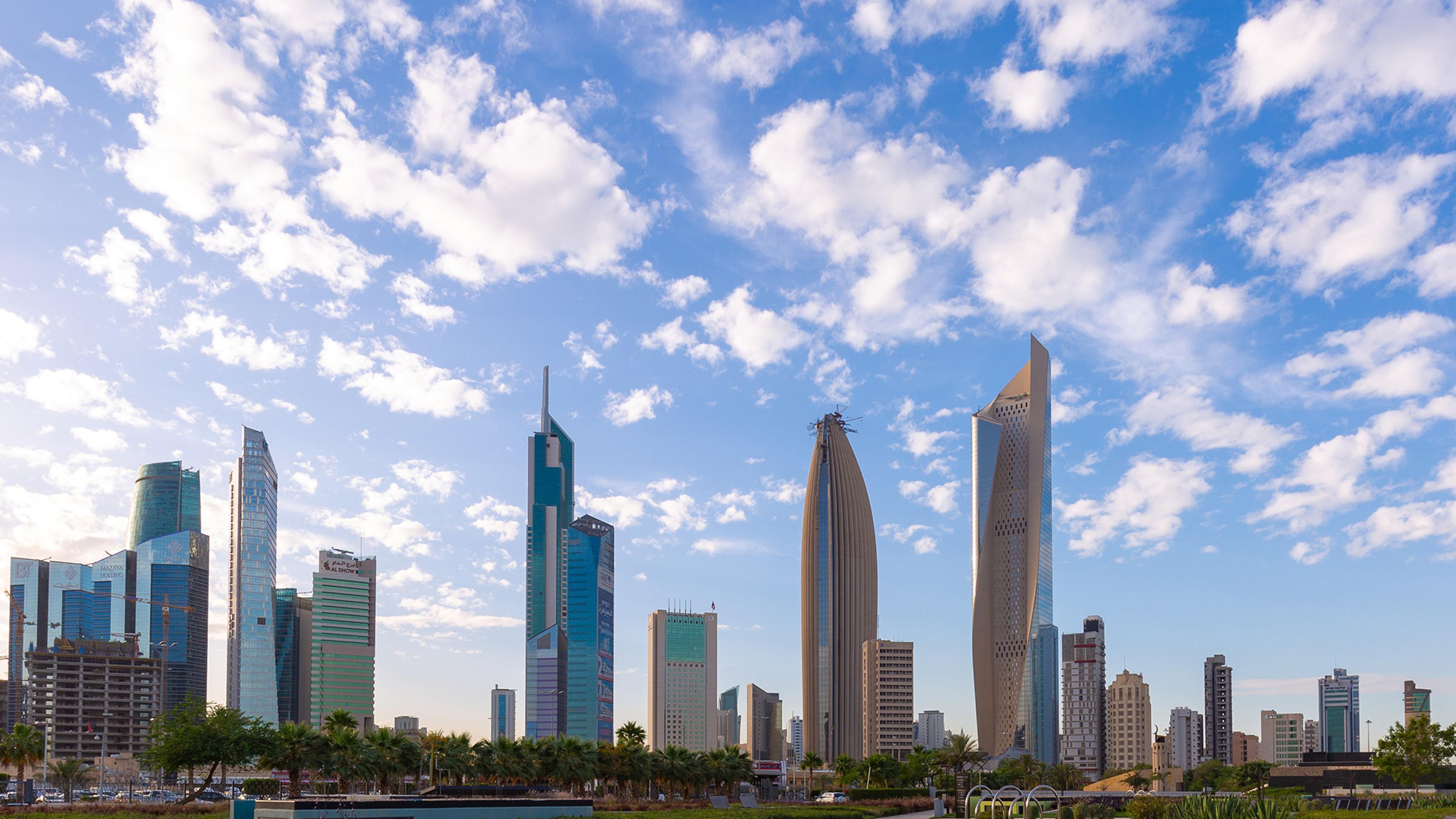 Bybilde av Kuwait med skyskrapere