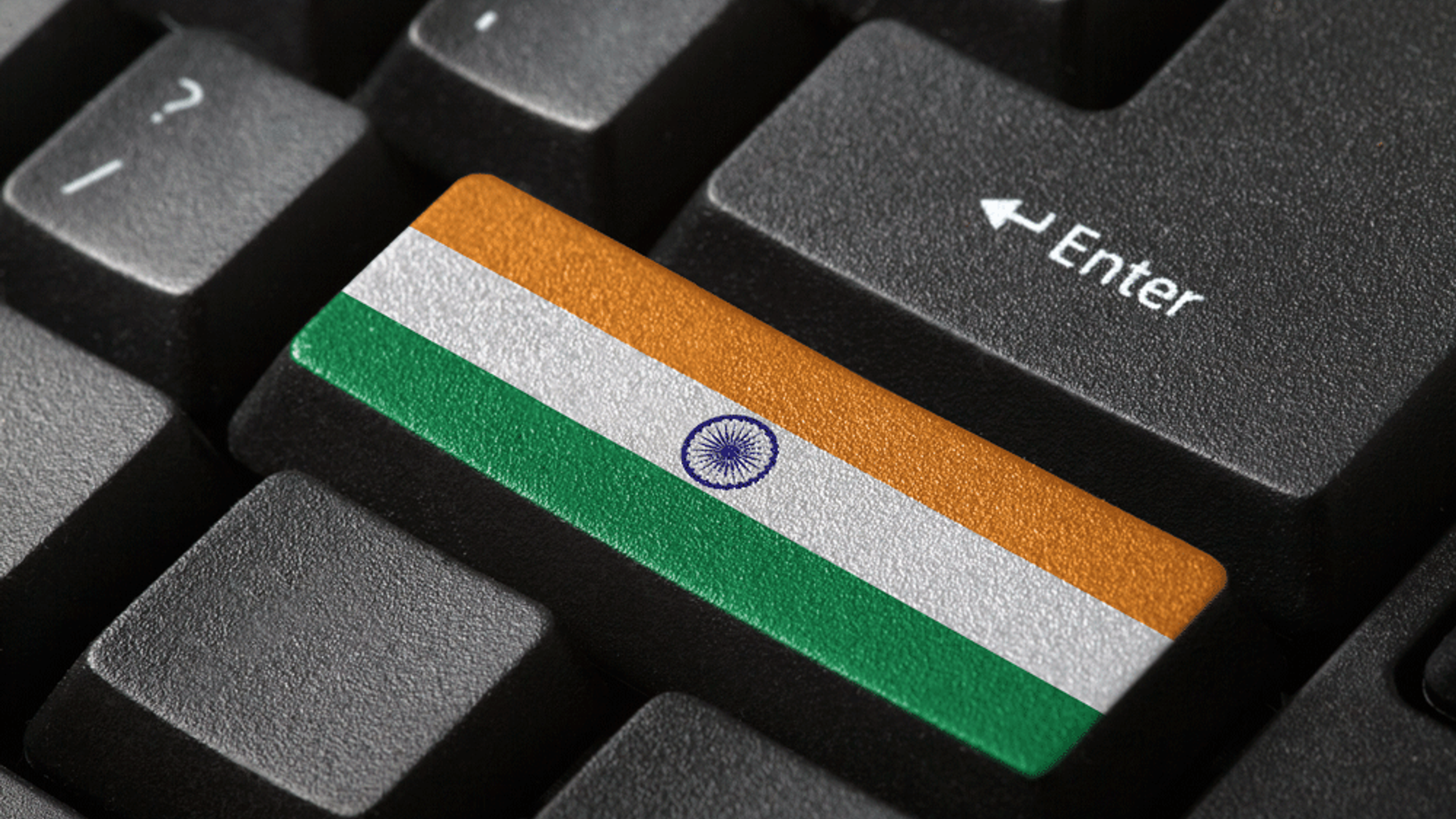 Et tastatur hvor shift-knappen har indisk flagg