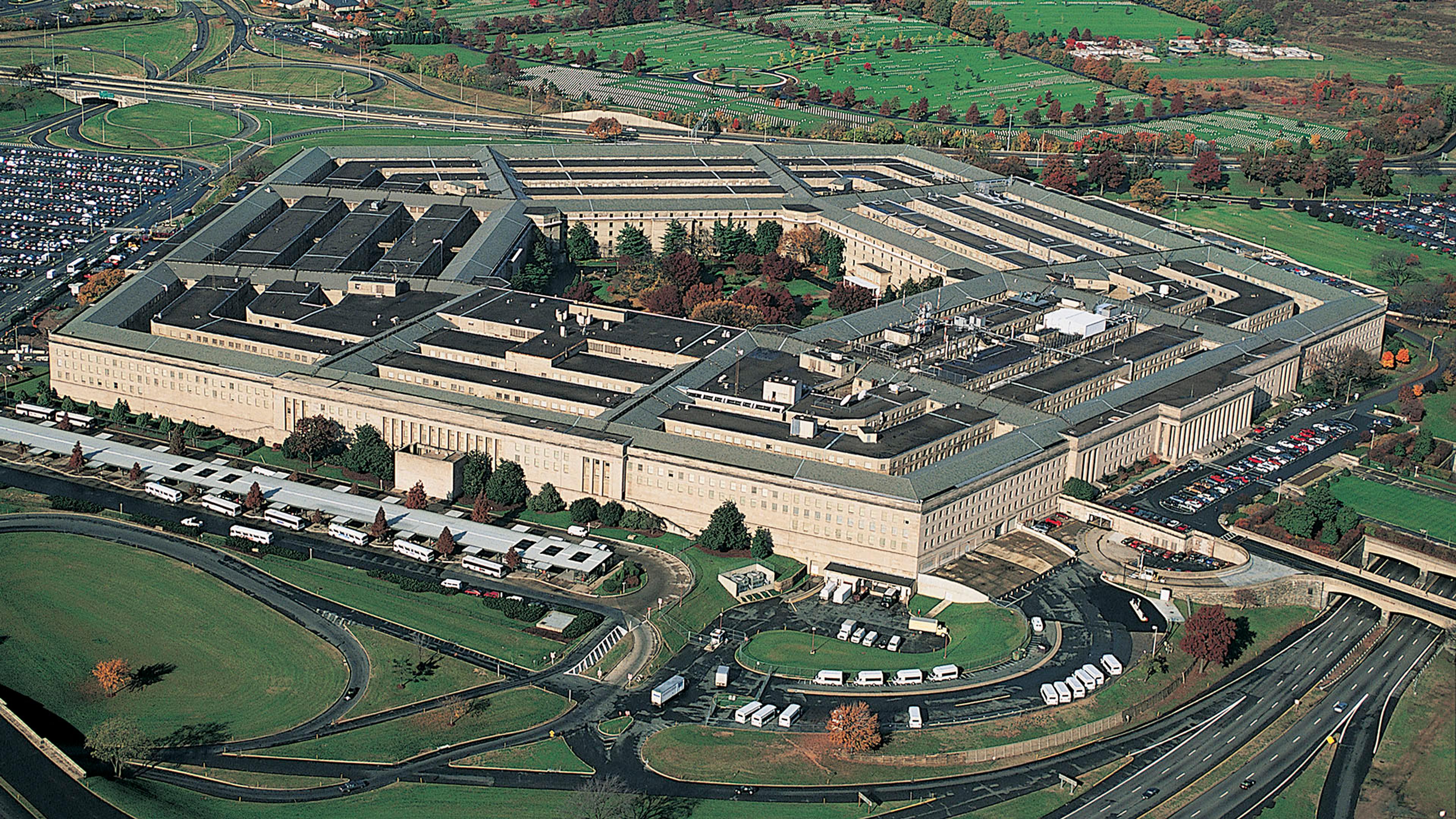 Oversiktsbilde av USAs forsvarsbygning Pentagon