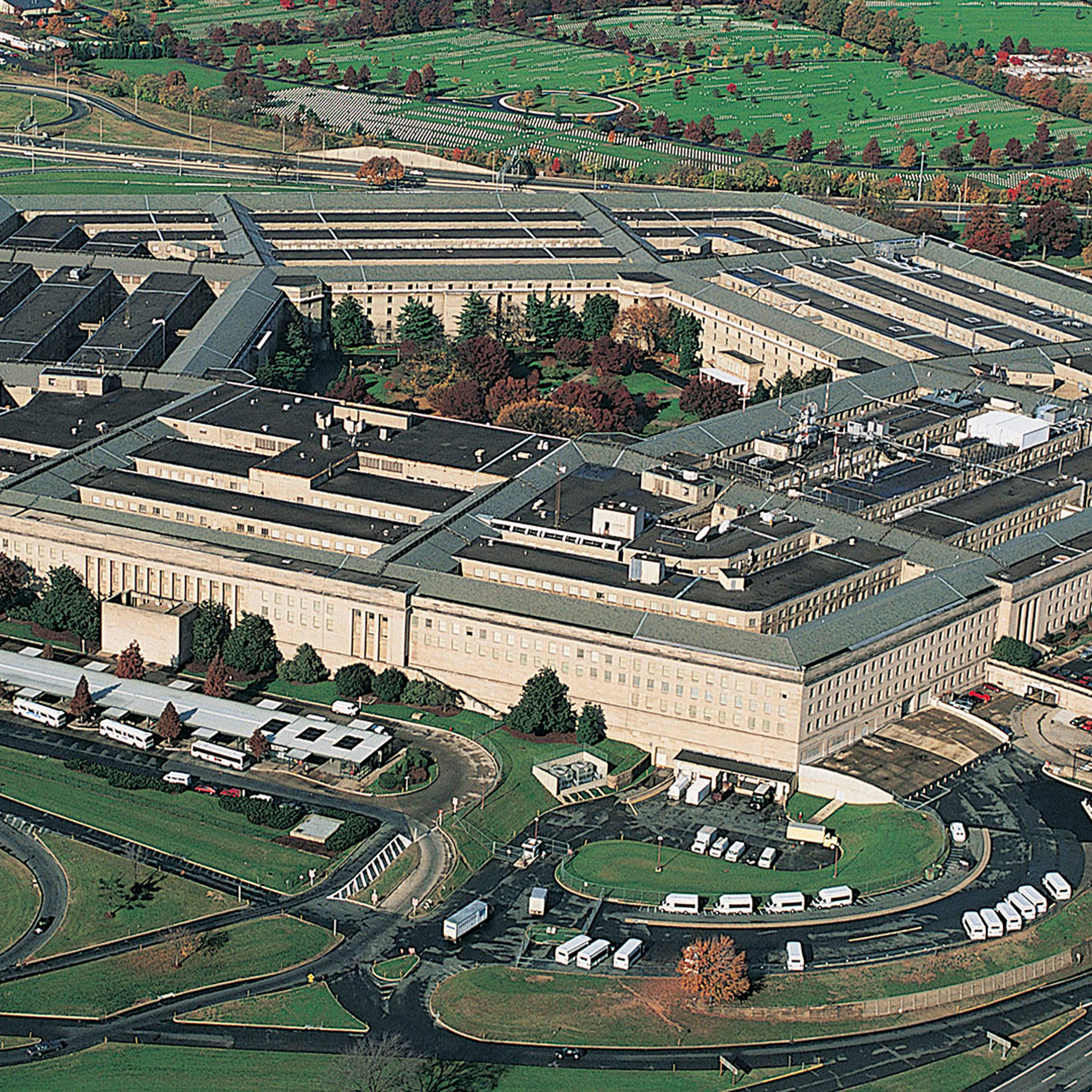 Oversiktsbilde av USAs forsvarsbygning Pentagon