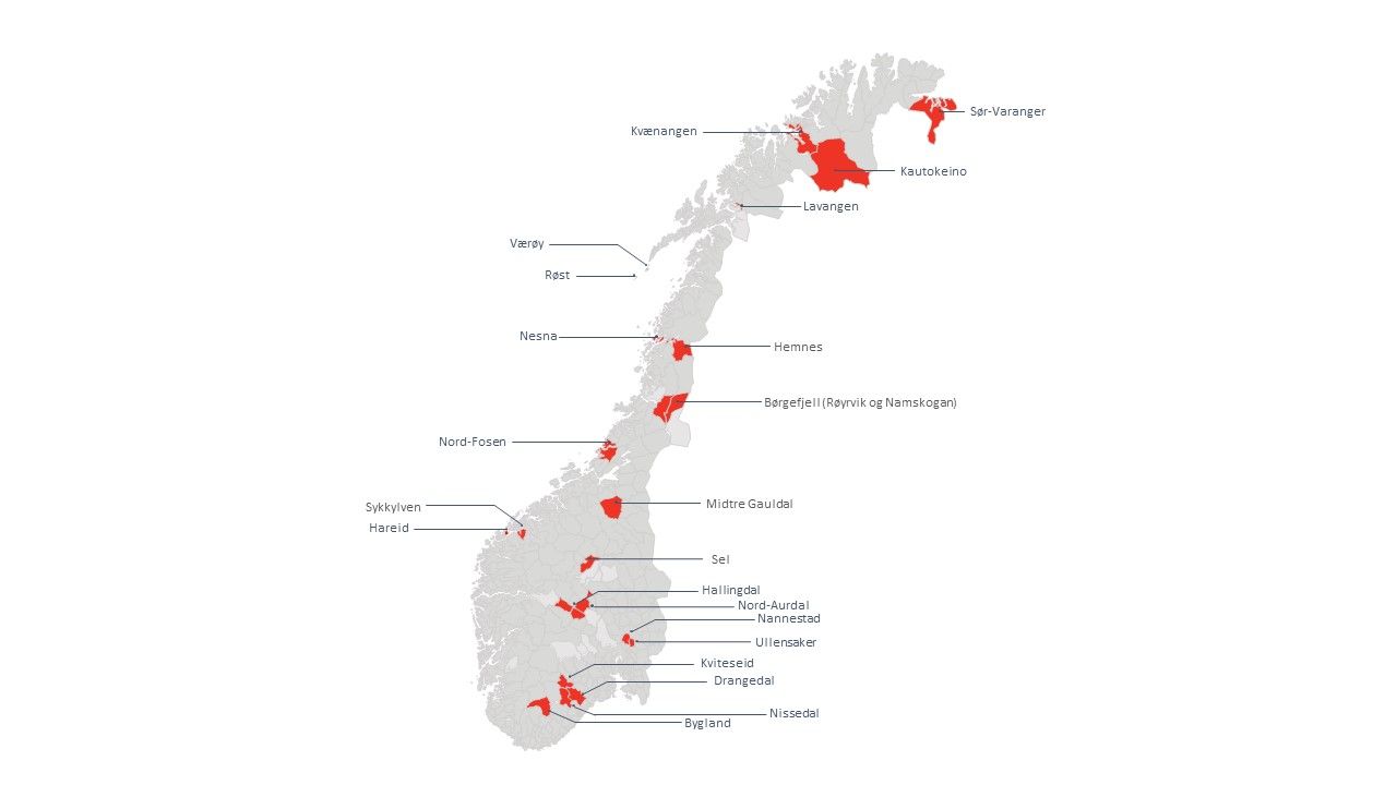 Regioner i omstilling per mars 2024