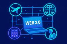 Web 3.0 illustrasjon fly, data, reisende, globe etc