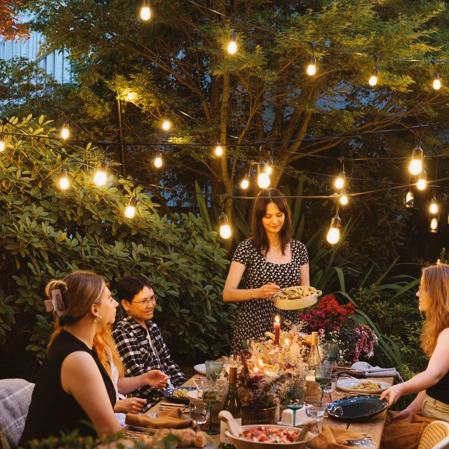 dinner light up by s14 bulbs during summer time