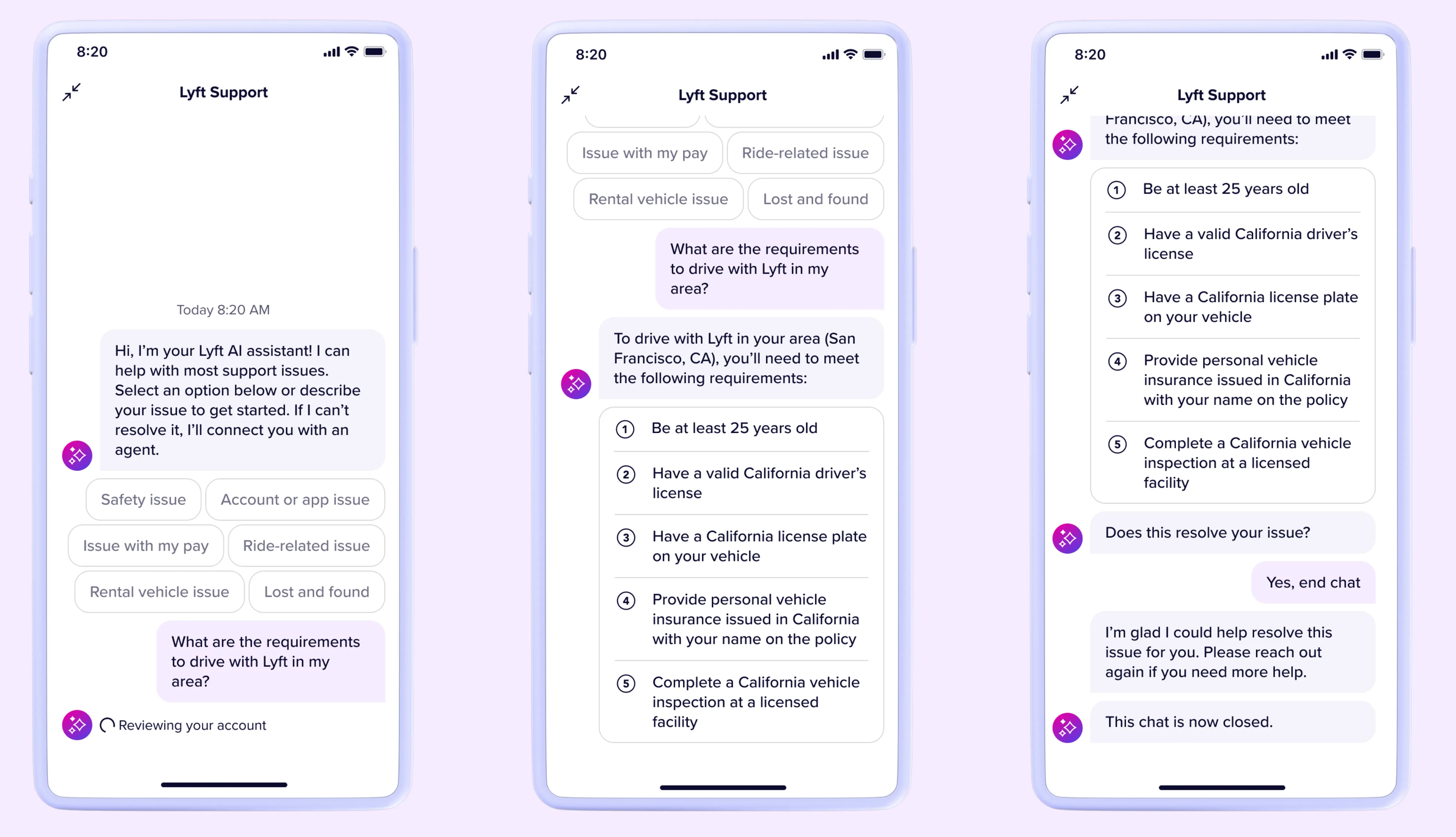 Screenshots of Lyft's AI integration with Claude to build out the vision