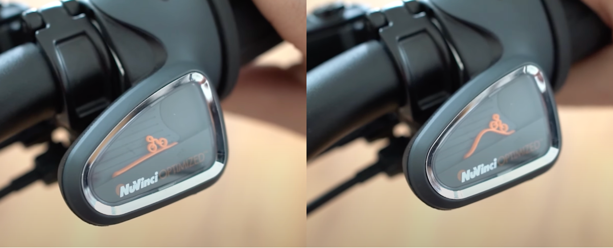 Image example of the Priority Continuum Onyx showing a visual of the rider going up an incline at higher gears