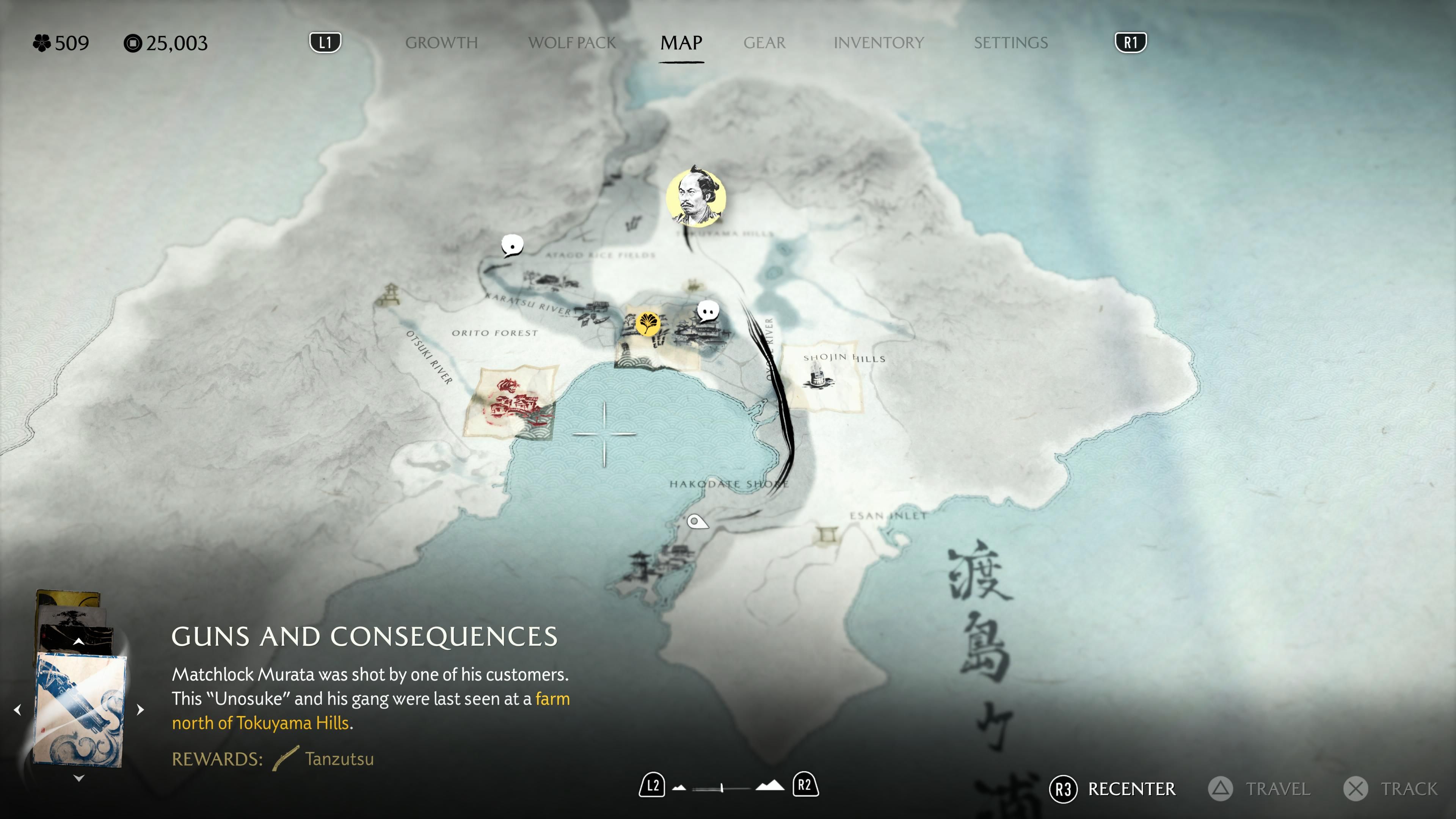 Ghost of Yotei's map example visual