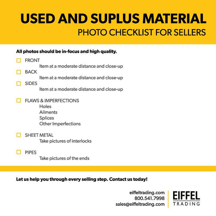 material seller photo checklist